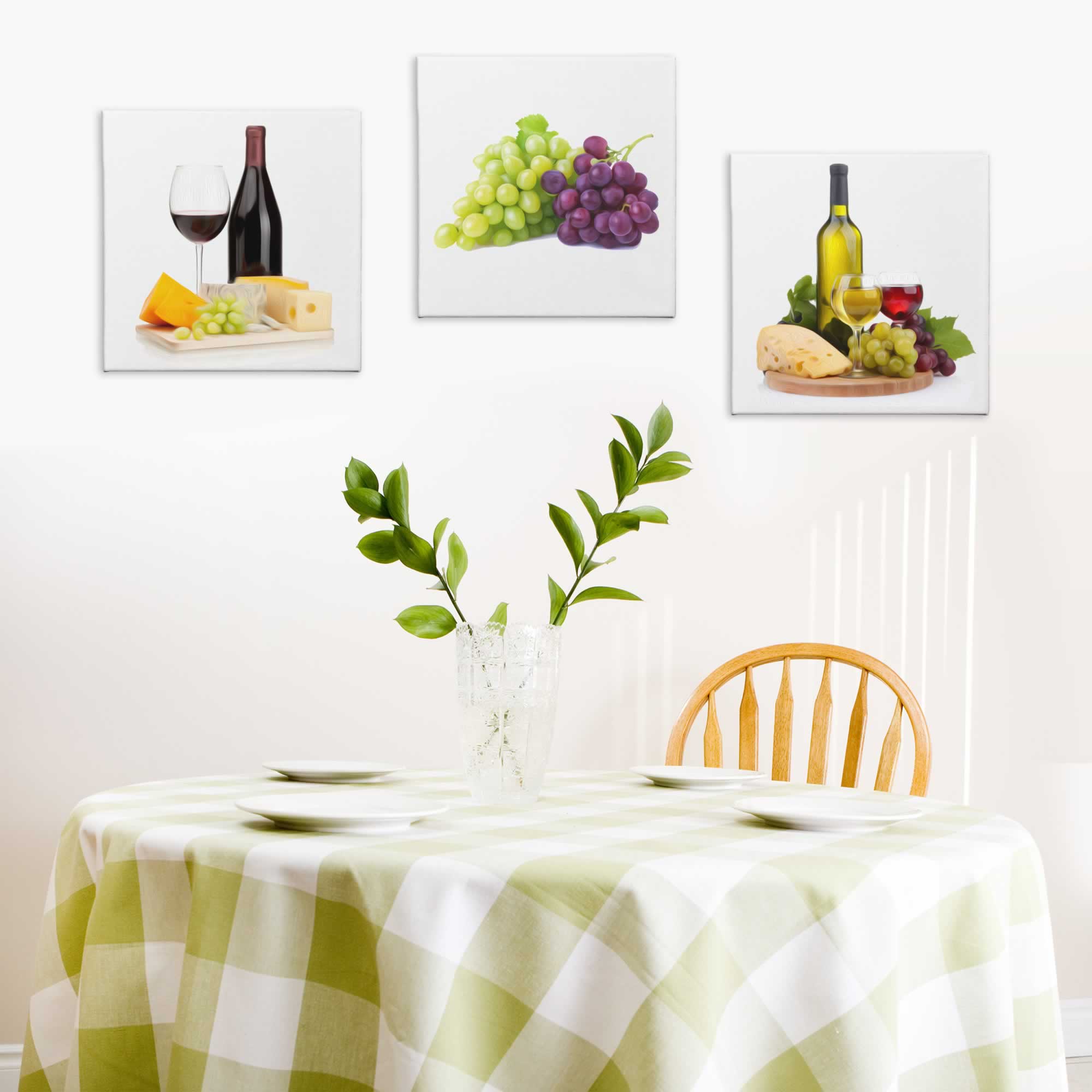 Wine and Cheese - Contemporary giclee Painting Print on Canvas - Lifestyle Image
