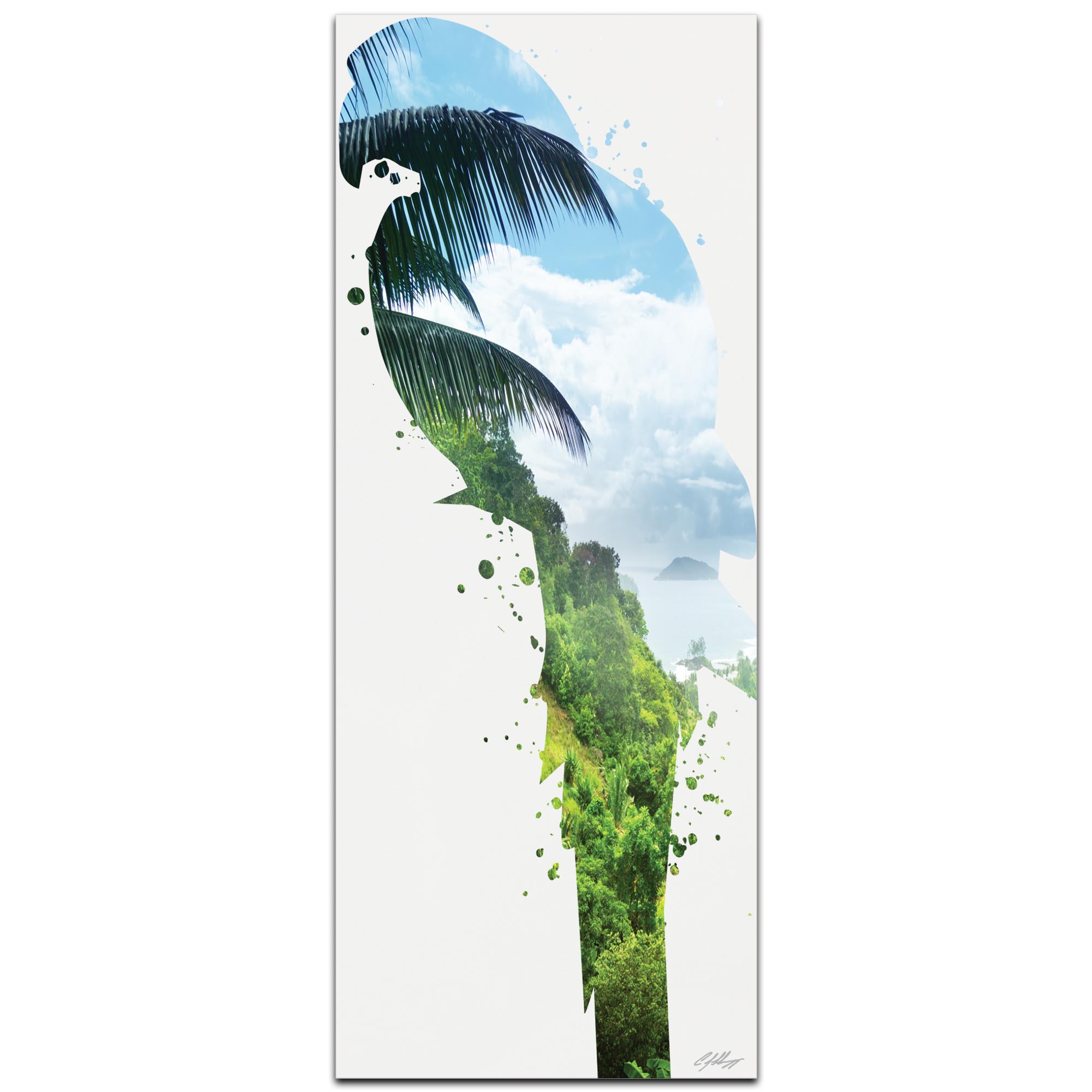 Parrot Tropics by Adam Schwoeppe Animal Silhouette on White Metal