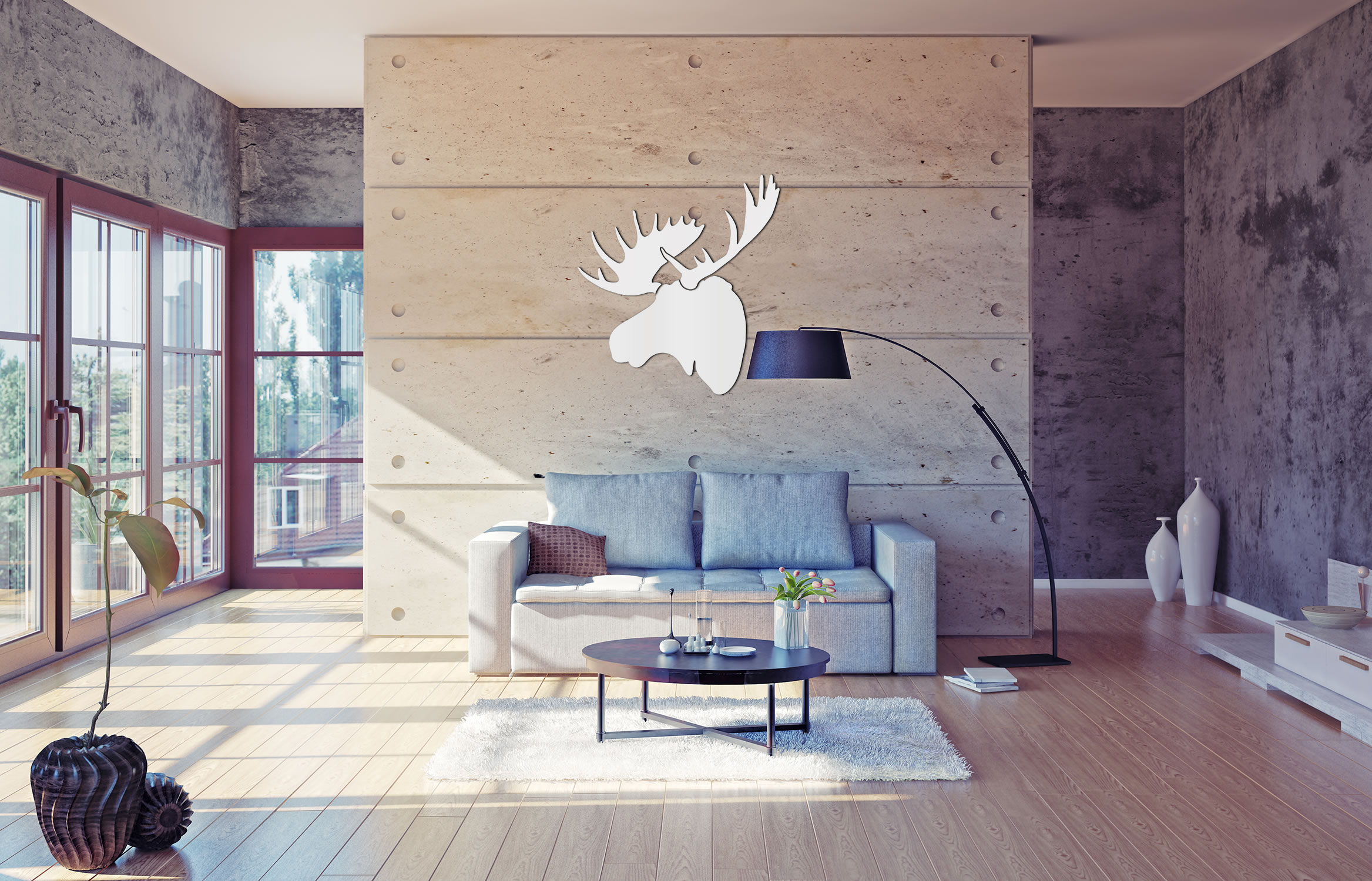 SNOW MOOSE - 36x36 in. Pure White D?cor - Lifestyle Image