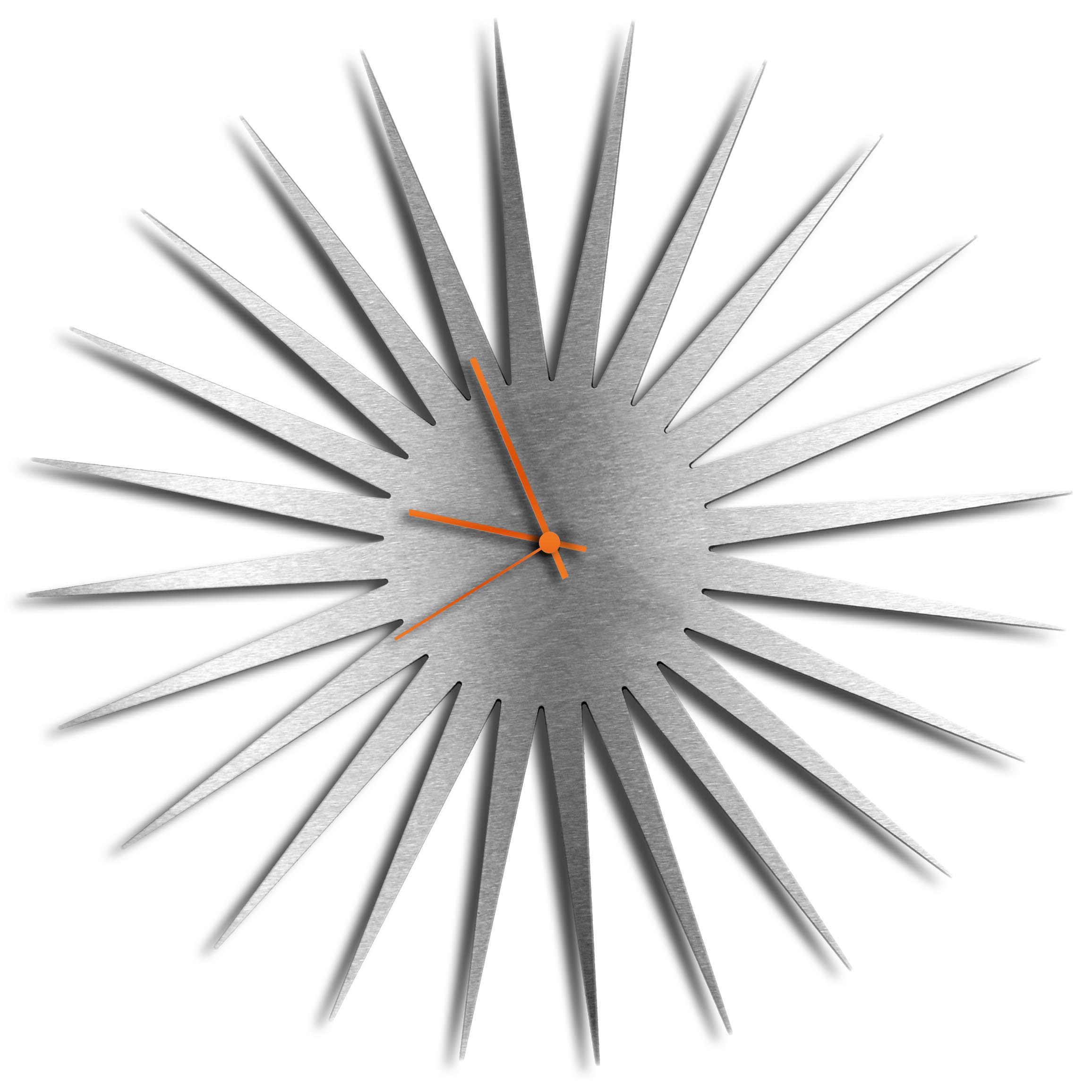 Adam Schwoeppe 'MCM Starburst Clock Silver Orange' Midcentury Modern Style Wall Clock