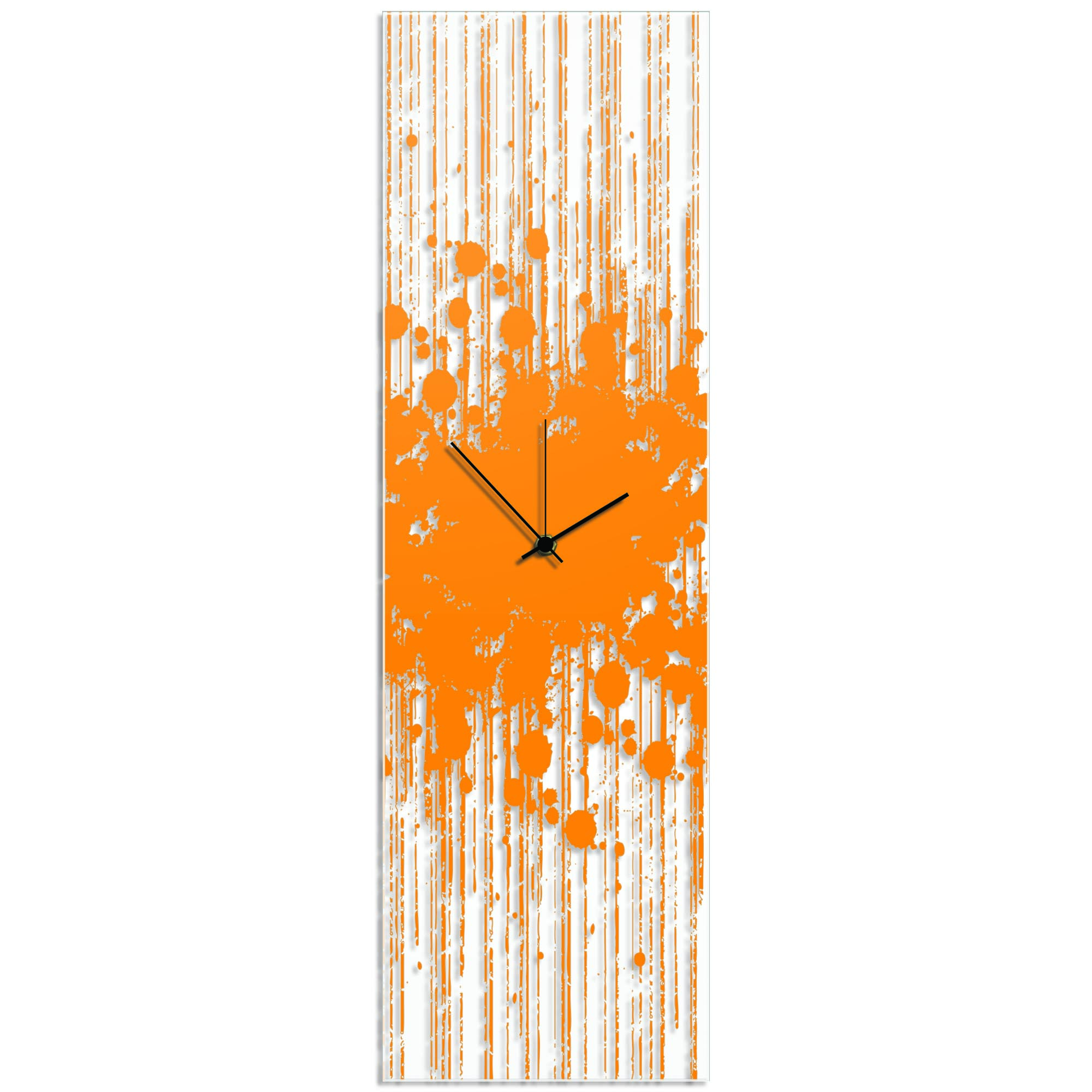 Orange Paint Splatter Clock 9x30in. Plexiglass