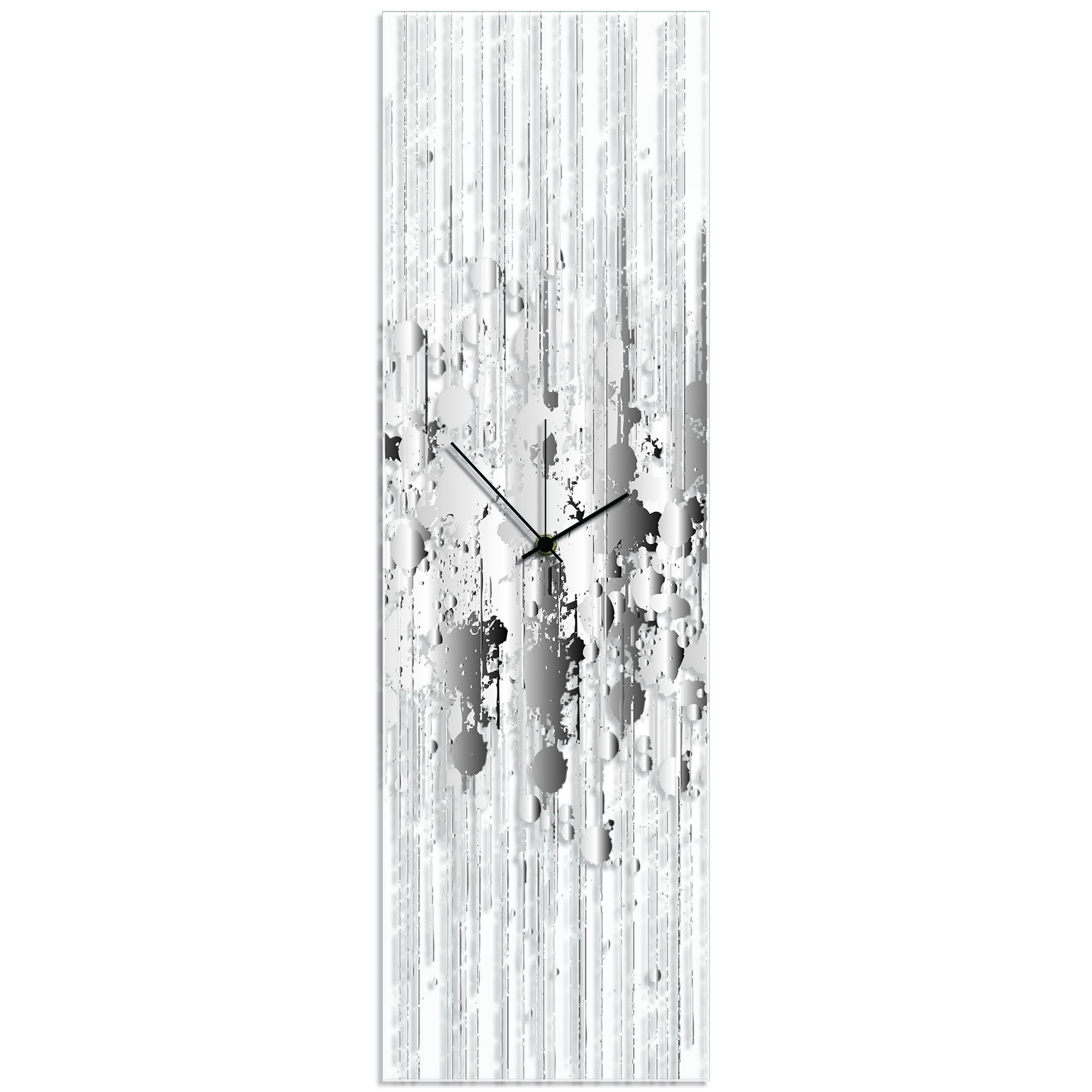 Black and White Paint Splatter Clock 9x30in. Plexiglass