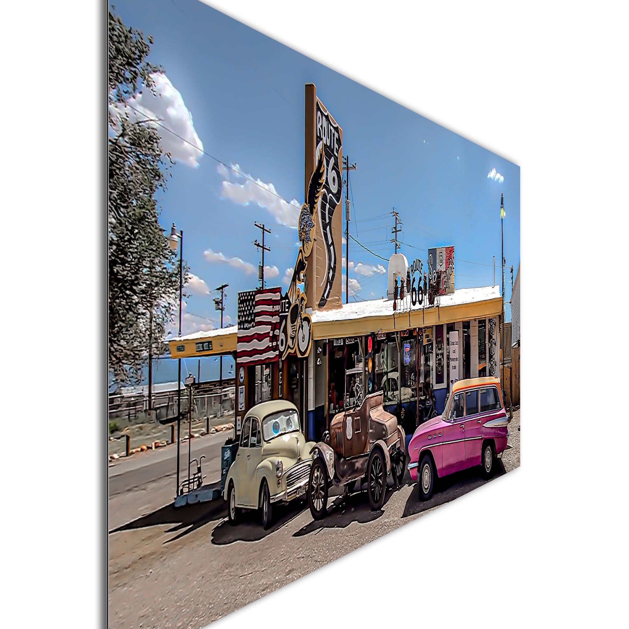 Route 66 Cars by Adam Utz - Retro Art, Southwestern Decor (48in x 19in) - Image 2