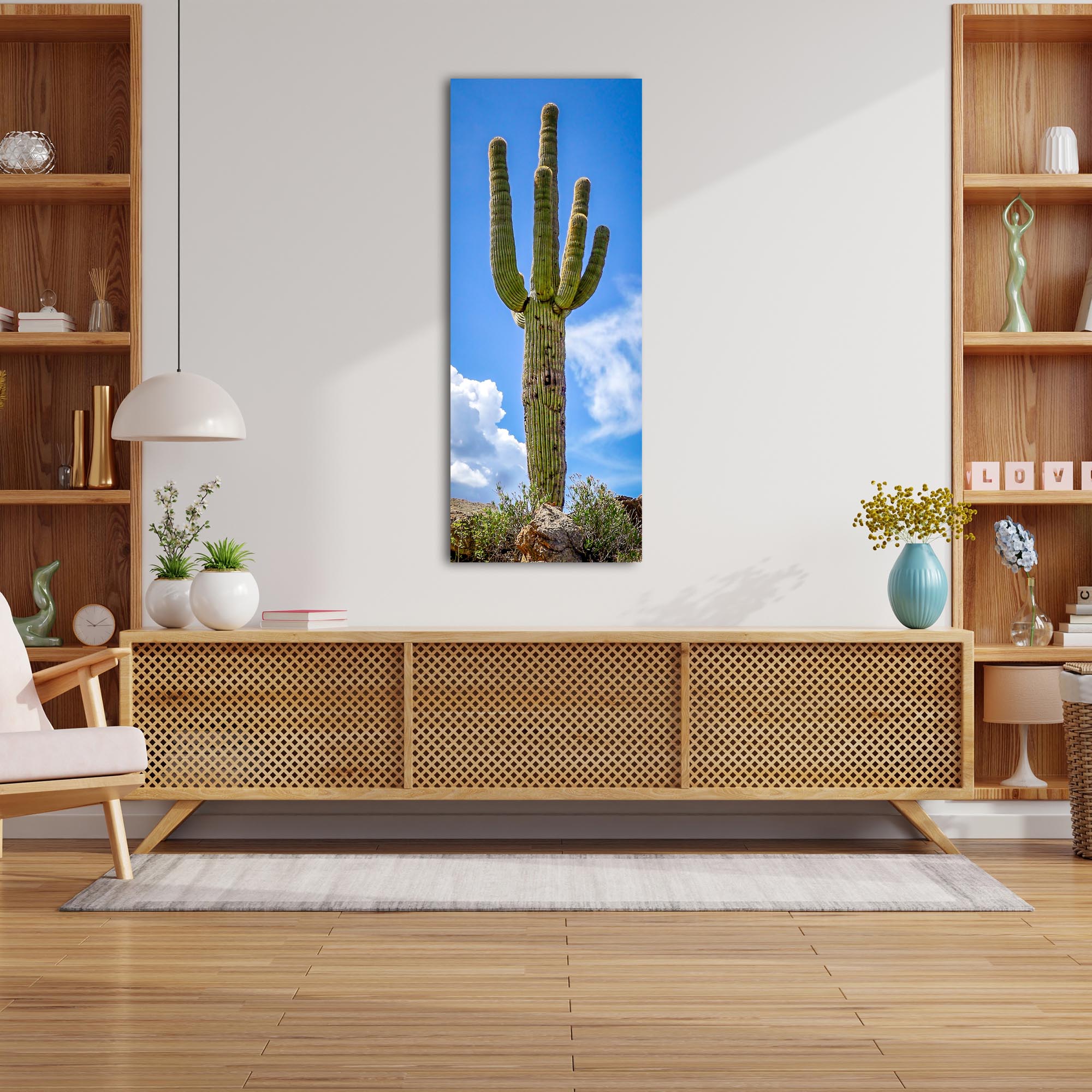 Saguaro Cactus by Adam Utz - Desert Art, Southwestern Decor (19in x 48in) - Lifestyle View