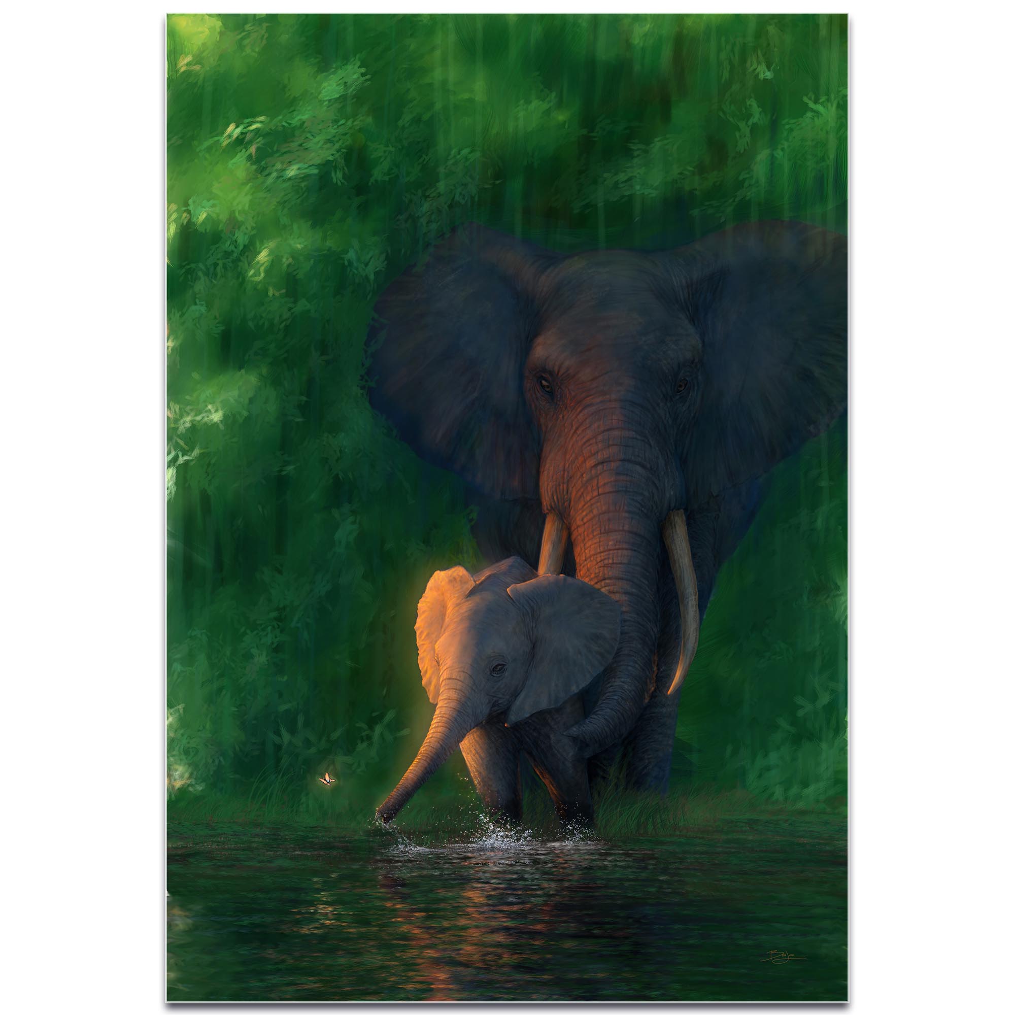 Elephant Wall Art 'Carefree Calf' - African Wildlife Decor on Metal or Acrylic - Image 2