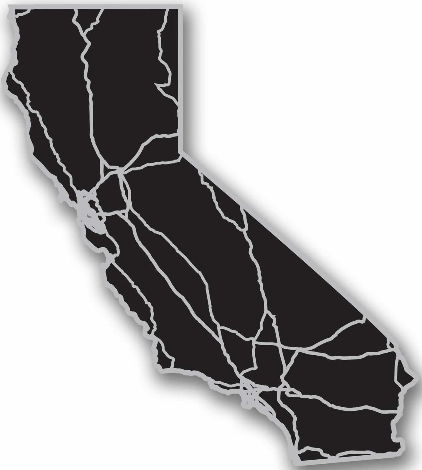California - Acrylic Cutout State Map - Black/Grey USA States Acrylic Art