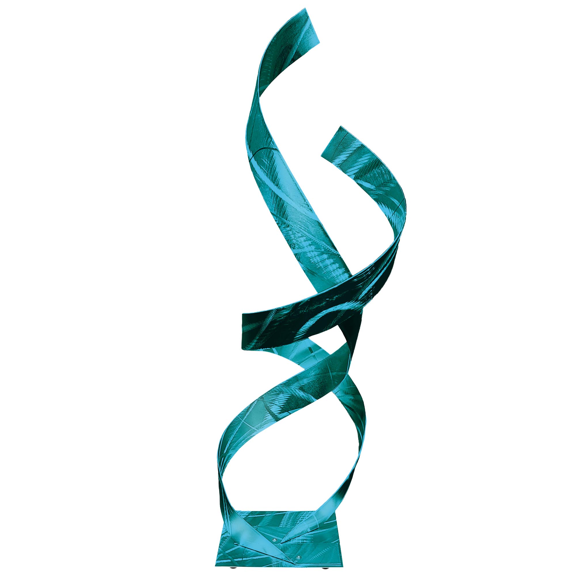 Carlos Jacobs 'Two Lovers in Teal' 10in x 33in Contemporary Style Metal Sculpture