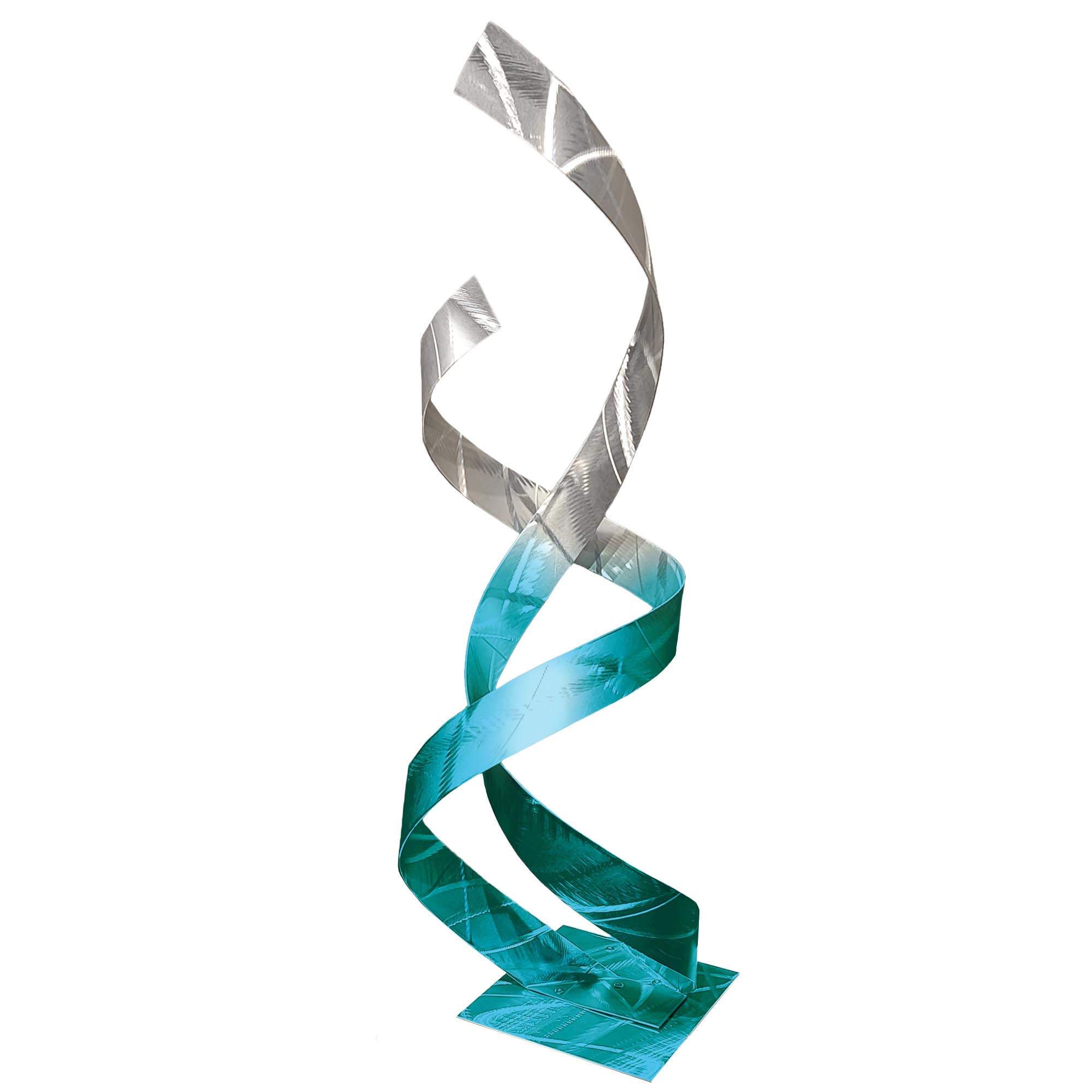 Two Lovers Teal Fade by Carlos Jacobs - Metal Sculpture, Modern Decor (10x33in.) - Image 2