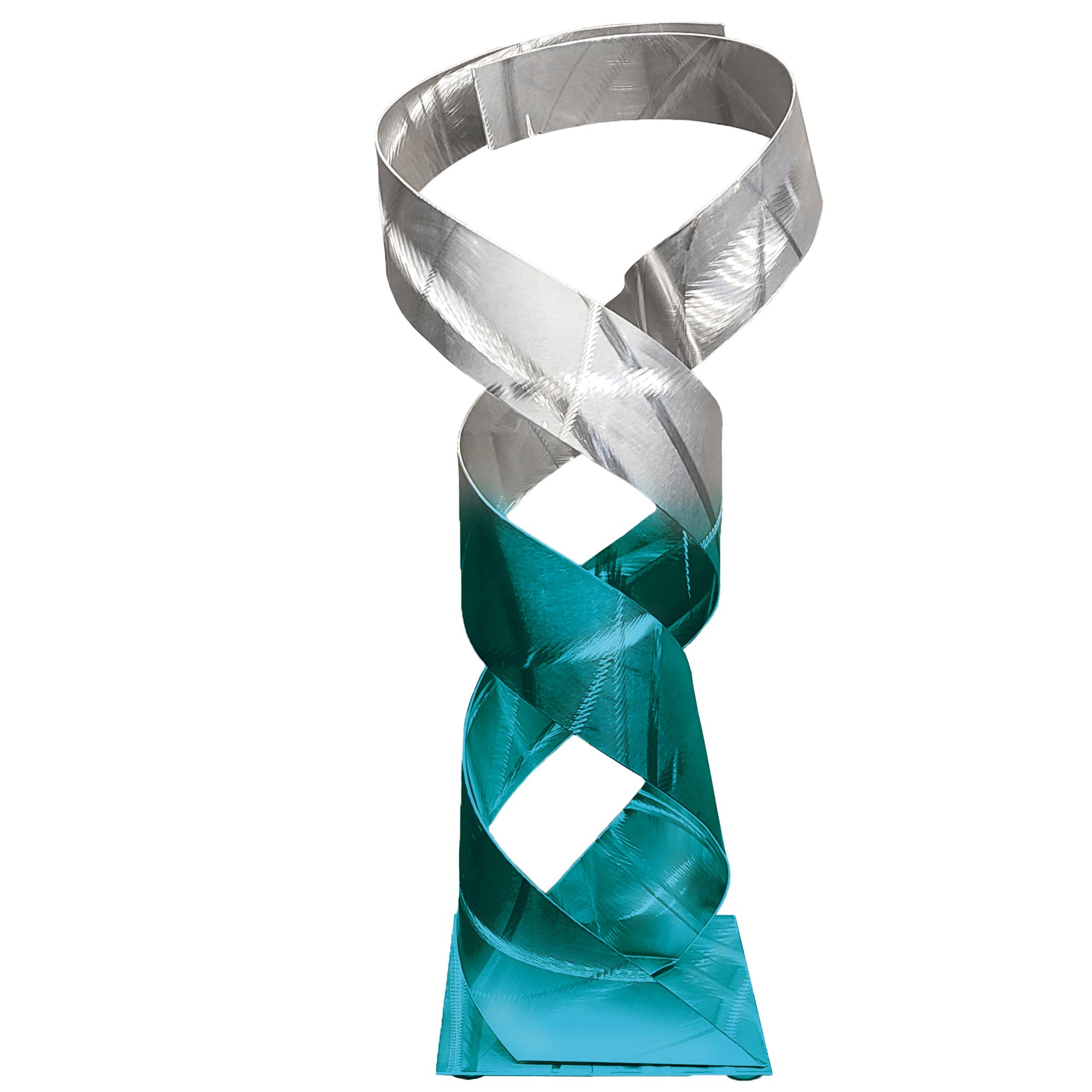Carlos Jacobs 'Continuum Teal Fade' 10in x 25in Contemporary Style Metal Sculpture