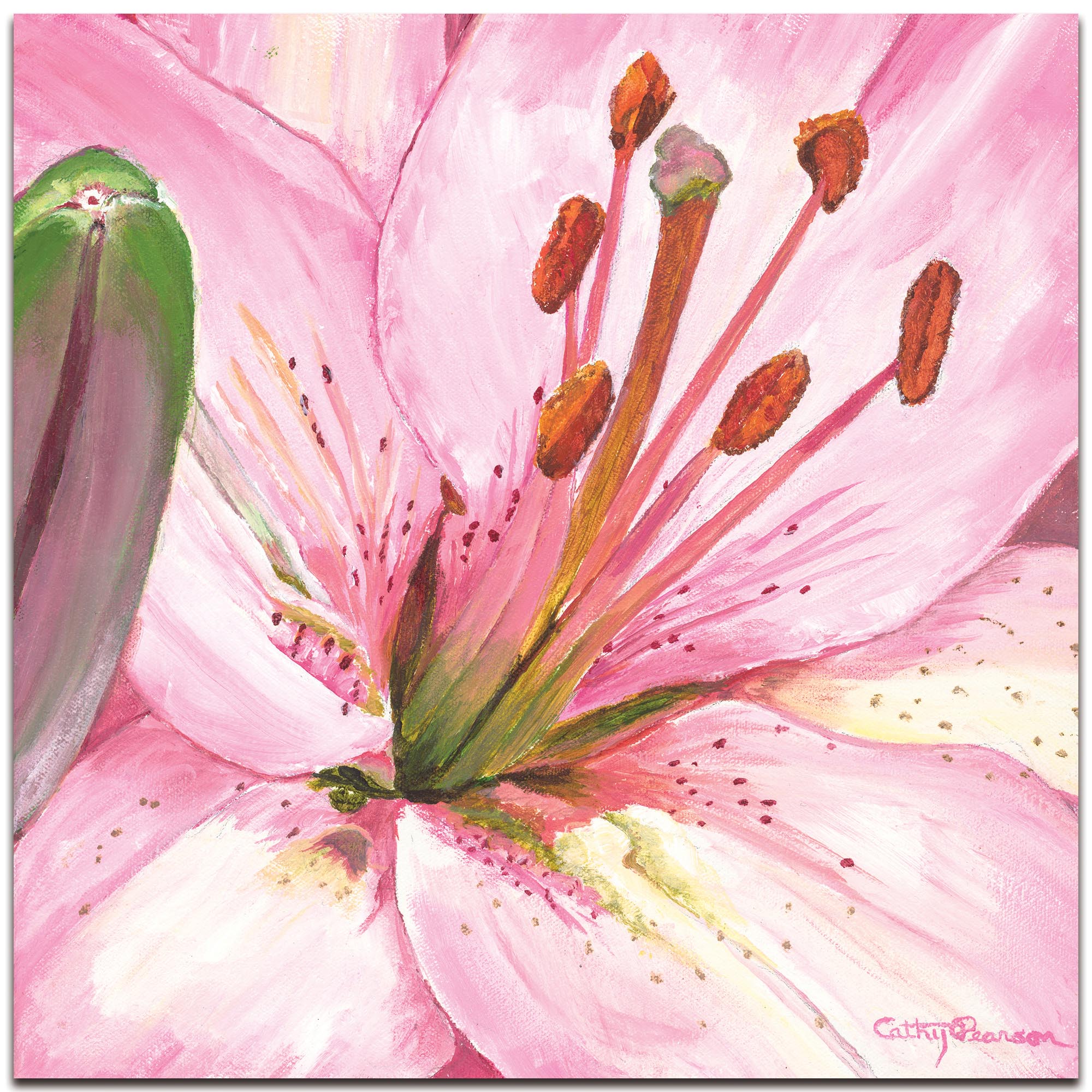 Traditional Wall Art 'Heart of a Pink Lily' - Floral Decor on Metal or Plexiglass