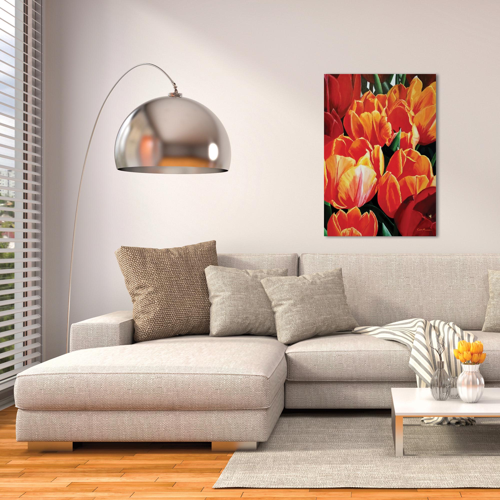 Traditional Wall Art 'Tulip Bonanza' - Floral Decor on Metal or Plexiglass - Lifestyle View