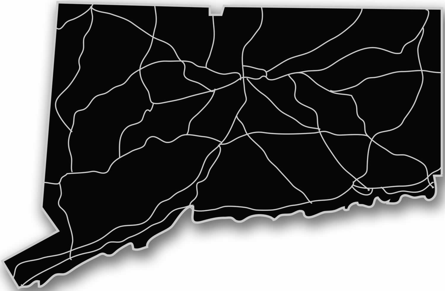 Connecticut - Acrylic Cutout State Map - Black/Grey USA States Acrylic Art