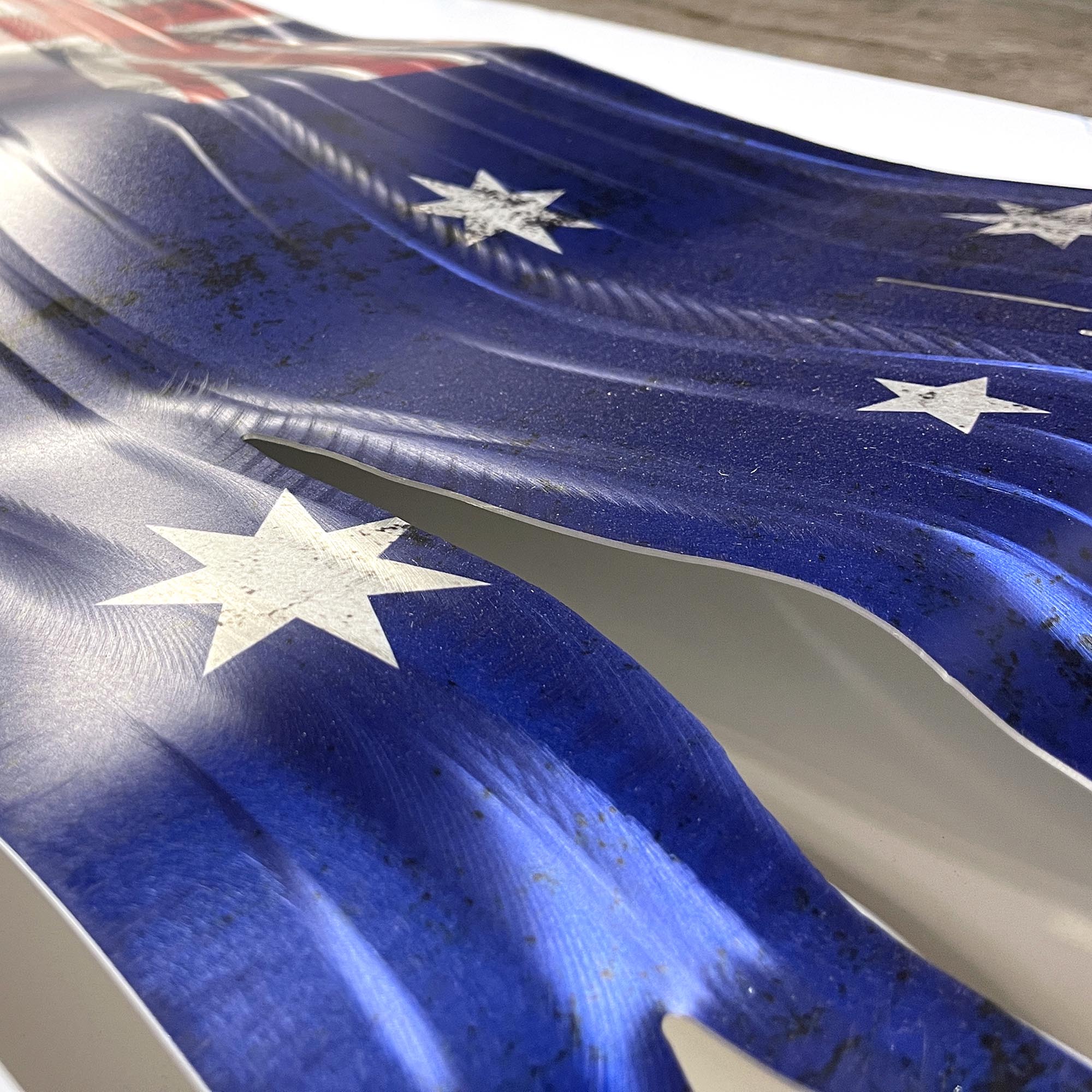 Aussie Tough by Helena Martin - Metal Australian Flag, Man Cave Decor (46x24in.) - HM1777AU