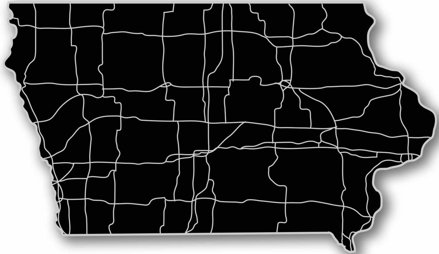Iowa - Acrylic Cutout State Map - Black/Grey USA States Acrylic Art
