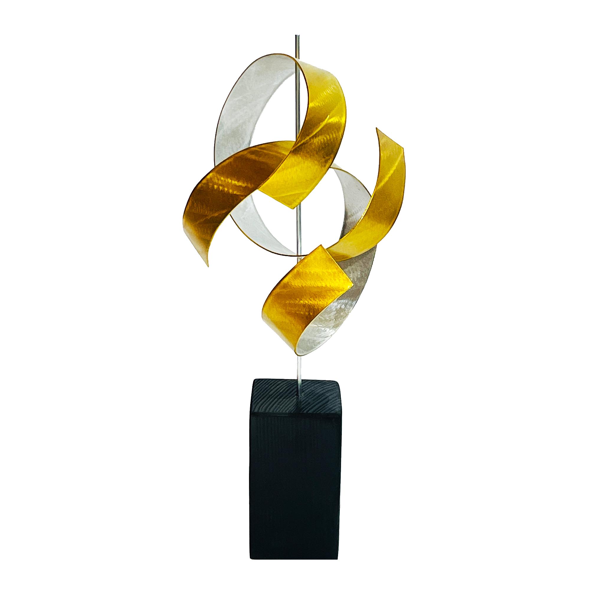 Jackson Wright 'Rings Gold Black' 10in x 23in Contemporary Style Abstract Wood Sculpture