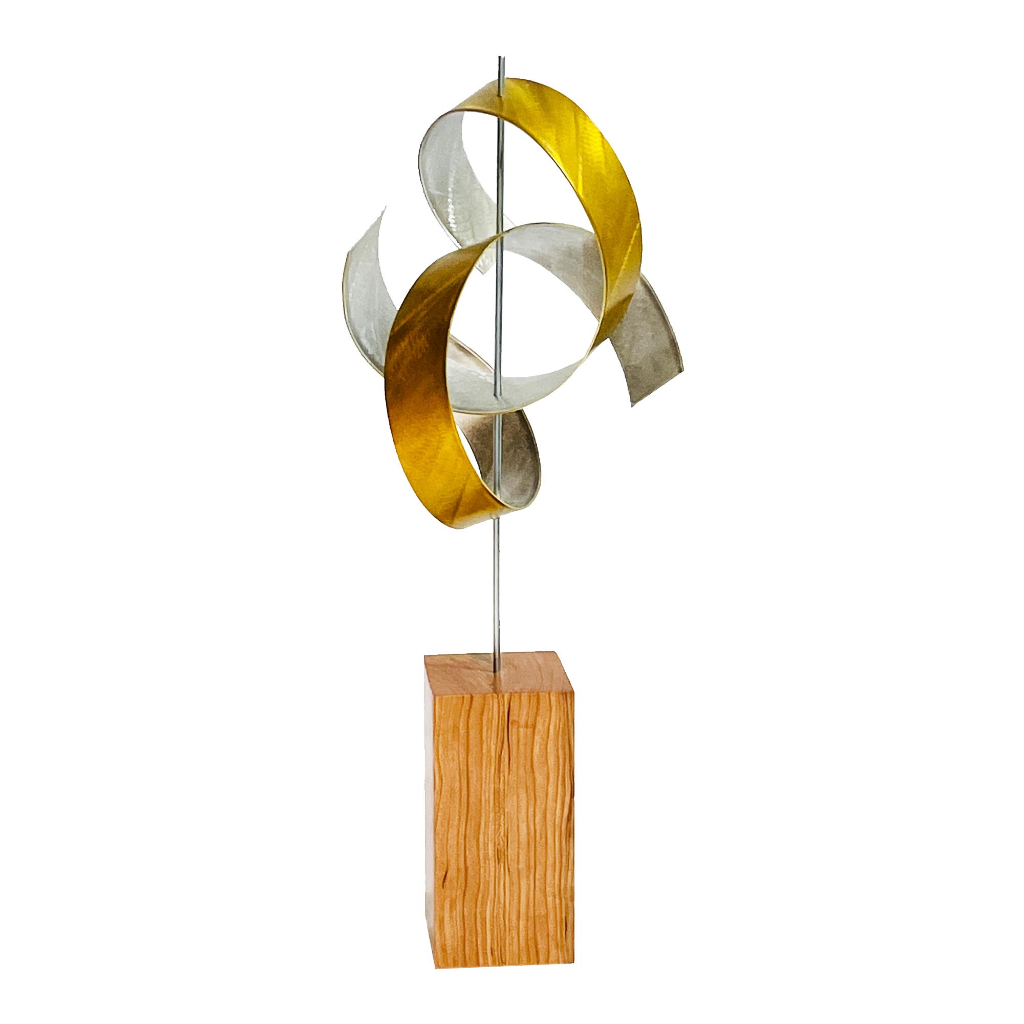 Rings Gold Cherry by Jackson Wright - Abstract Wood Sculpture, Kinetic Sculpture - Image 3
