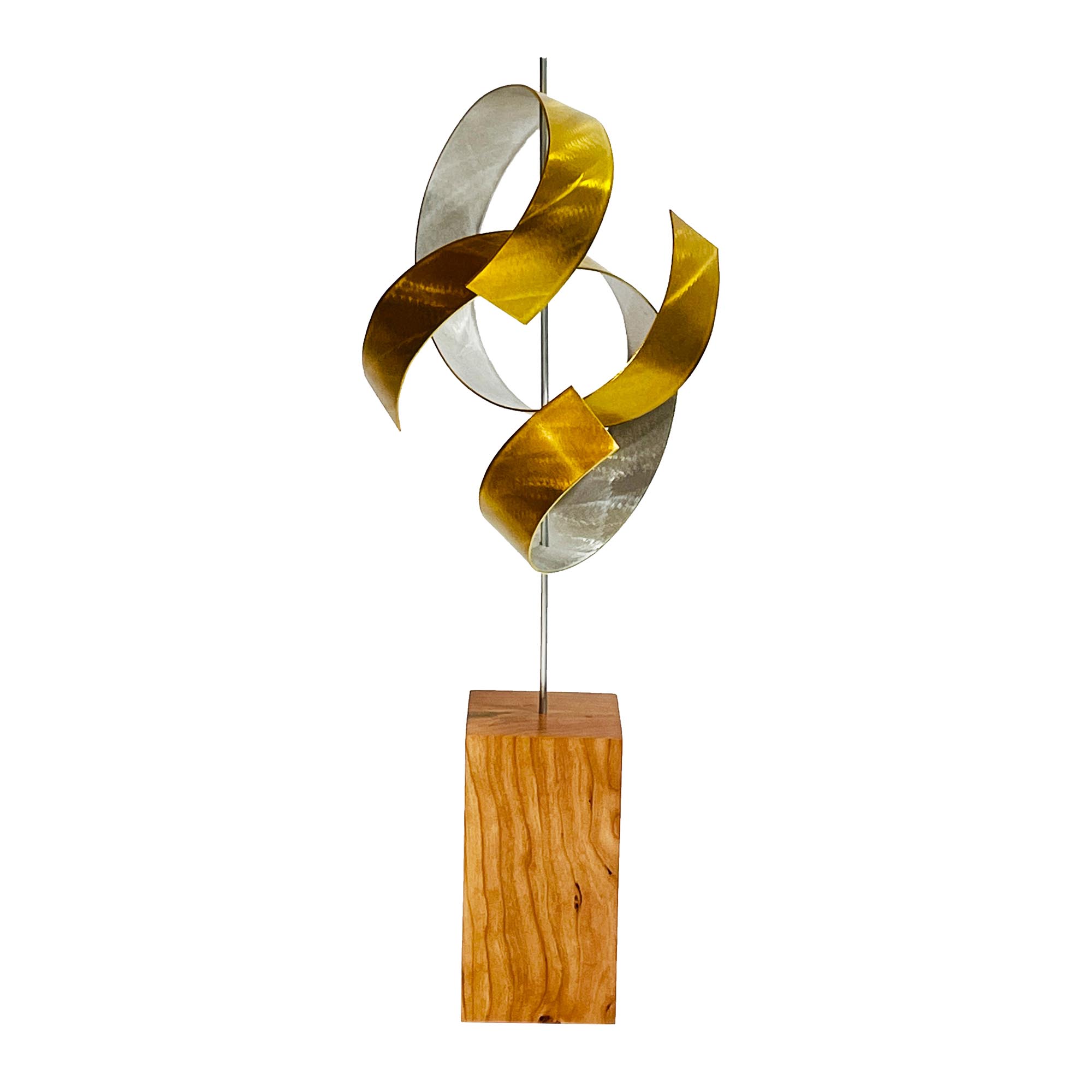 Jackson Wright 'Rings Gold Cherry' 10in x 23in Contemporary Style Abstract Wood Sculpture