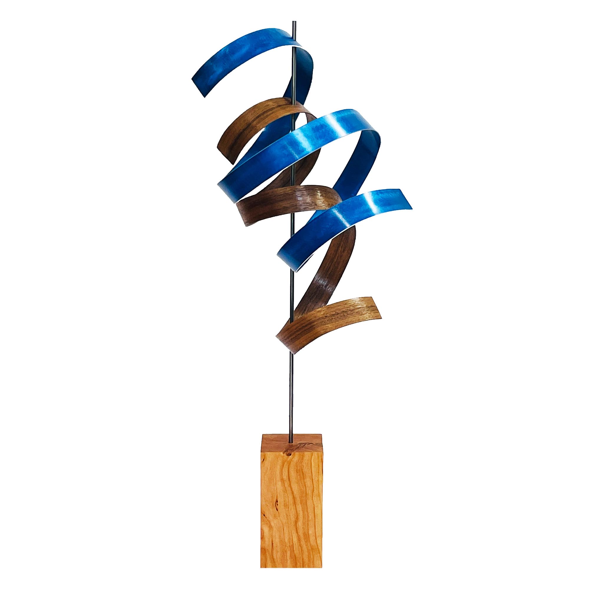 Jackson Wright 'Ribbon Cherry' 13in x 32in Contemporary Style Abstract Wood Sculpture