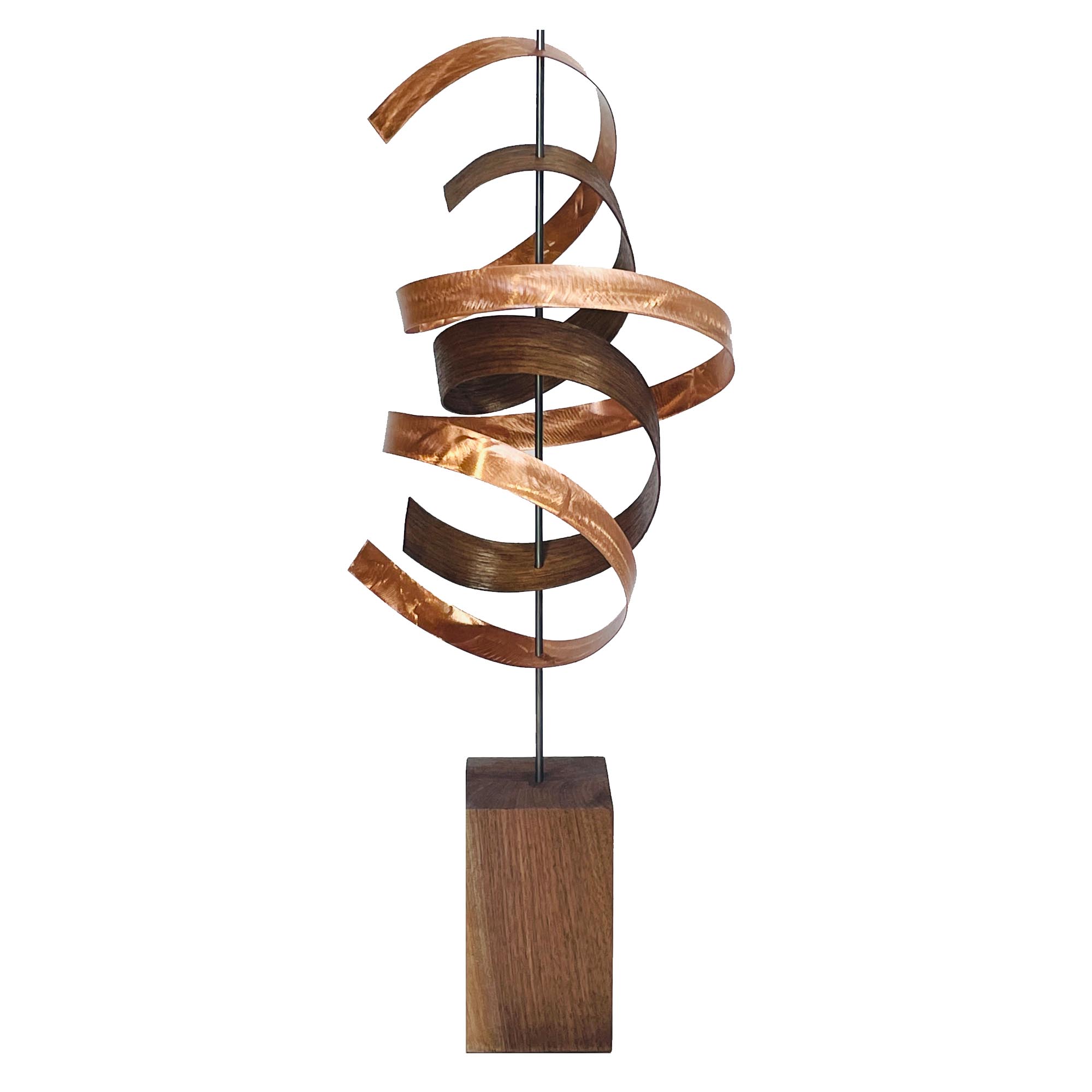 Jackson Wright 'Waltz v2 Copper Walnut' 9in x 26in Contemporary Style Abstract Wood Sculpture