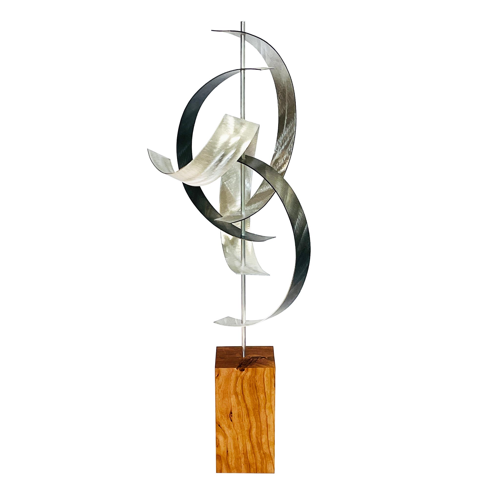 Jackson Wright 'Wind v2 Cherry' 9in x 29in Contemporary Style Abstract Metal Sculpture