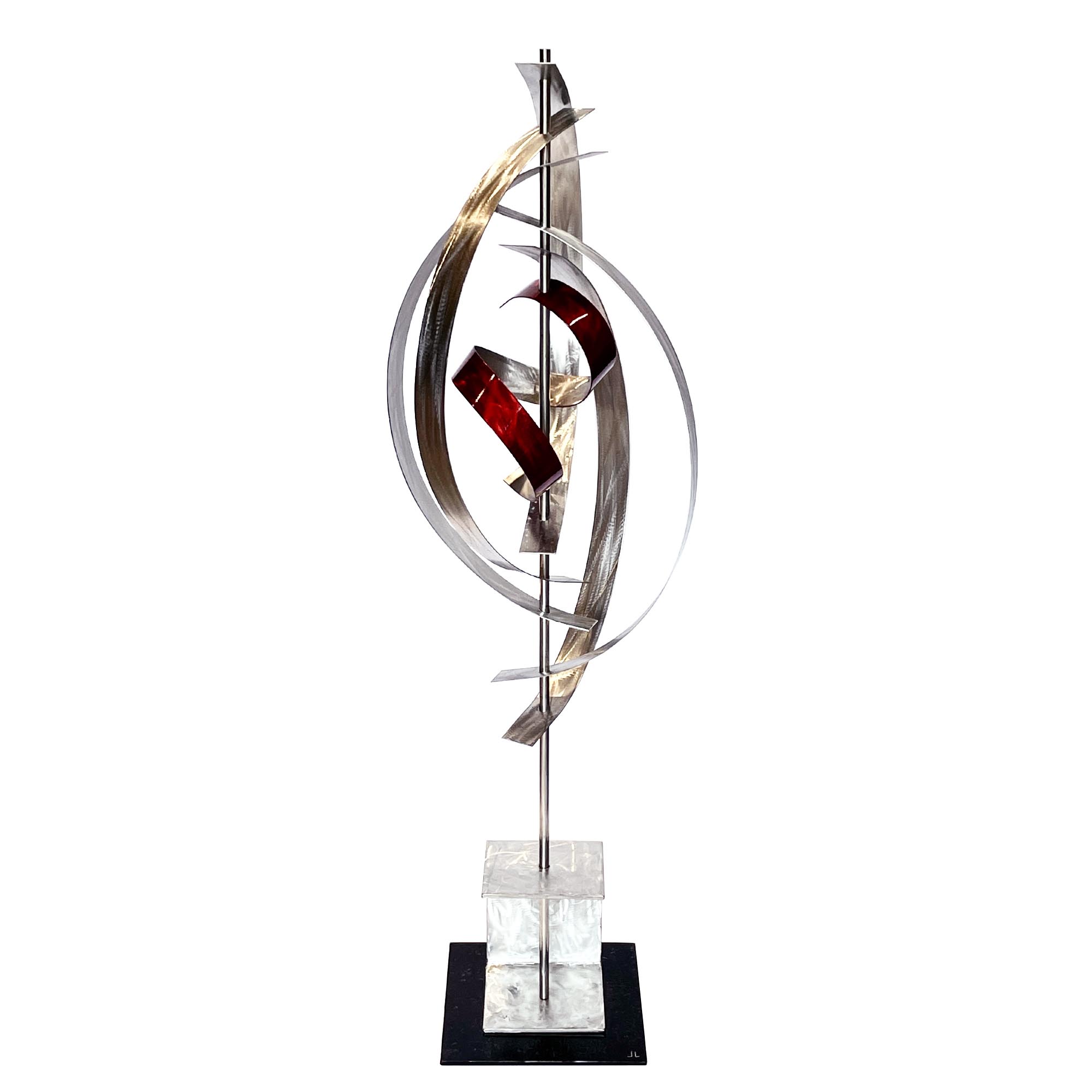 Jackson Wright 'Capture Red' 14in x 48in Contemporary Style Abstract Metal Sculpture
