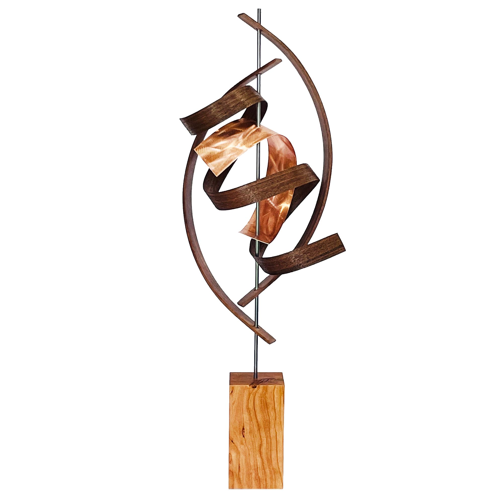 Jackson Wright 'Sprung' 12in x 32in Contemporary Style Abstract Wood Sculpture