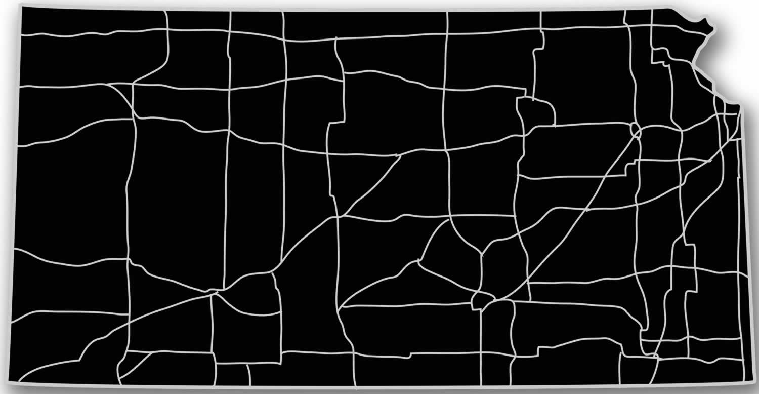 Kansas - Acrylic Cutout State Map - Black/Grey USA States Acrylic Art