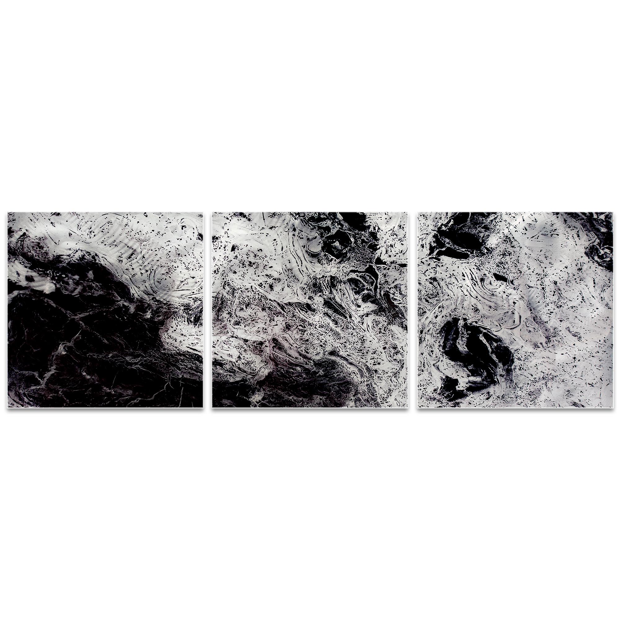 Storm Black Triptych 38x12in. Metal or Acrylic Abstract Decor - Image 2