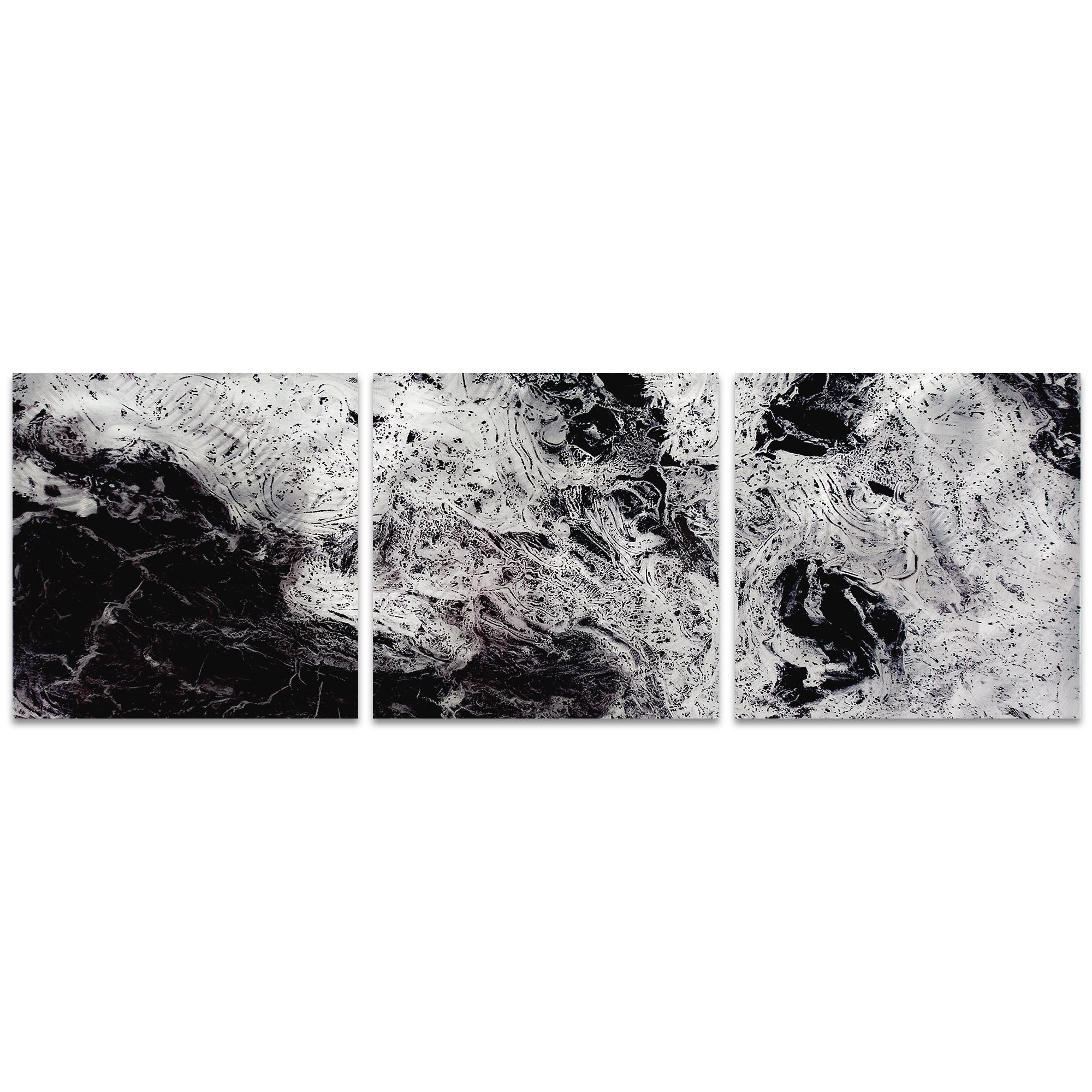 Storm Black Triptych Large 70x22in. Metal or Acrylic Abstract Decor