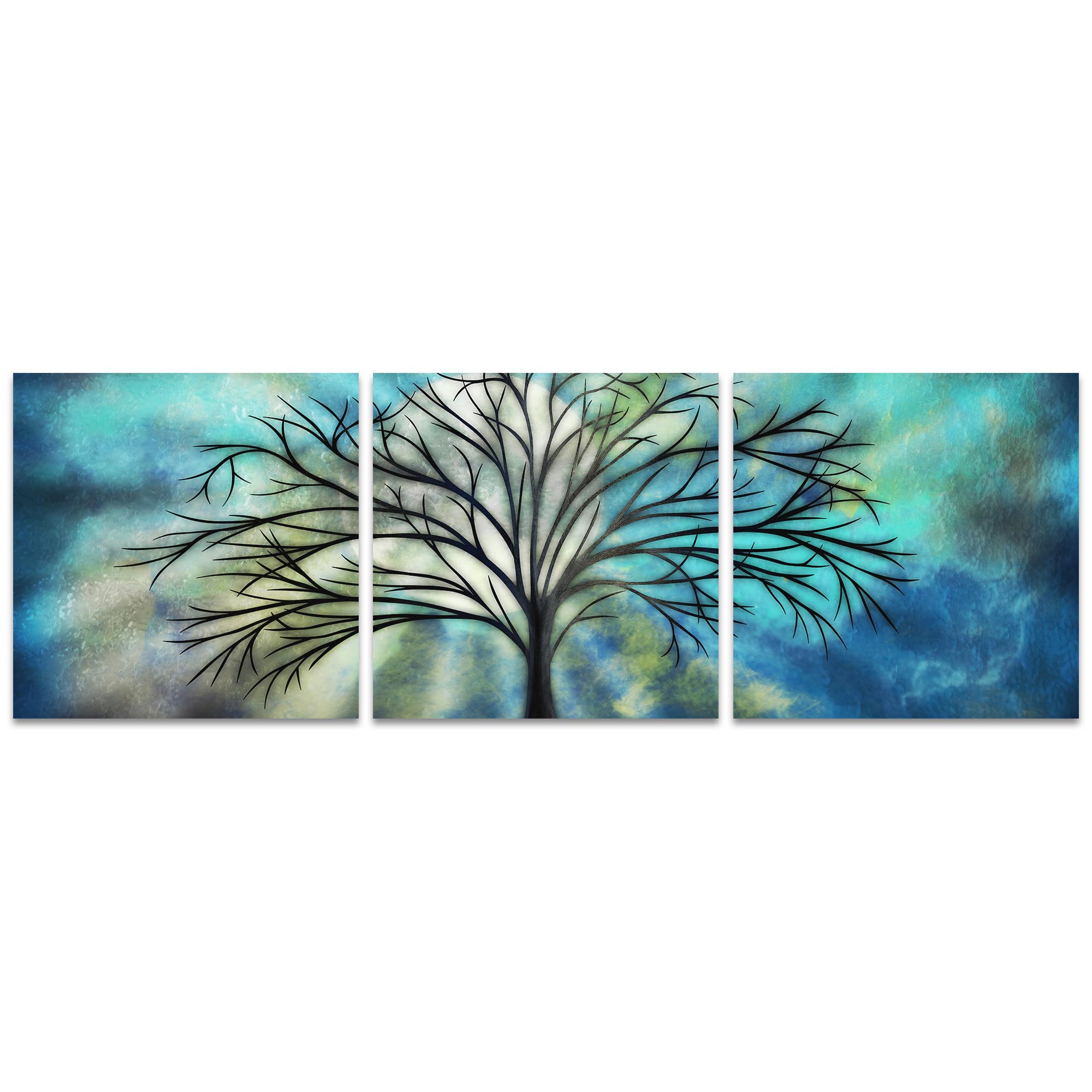 Moonlight Triptych Large 70x22in. Metal or Acrylic Fantasy Decor