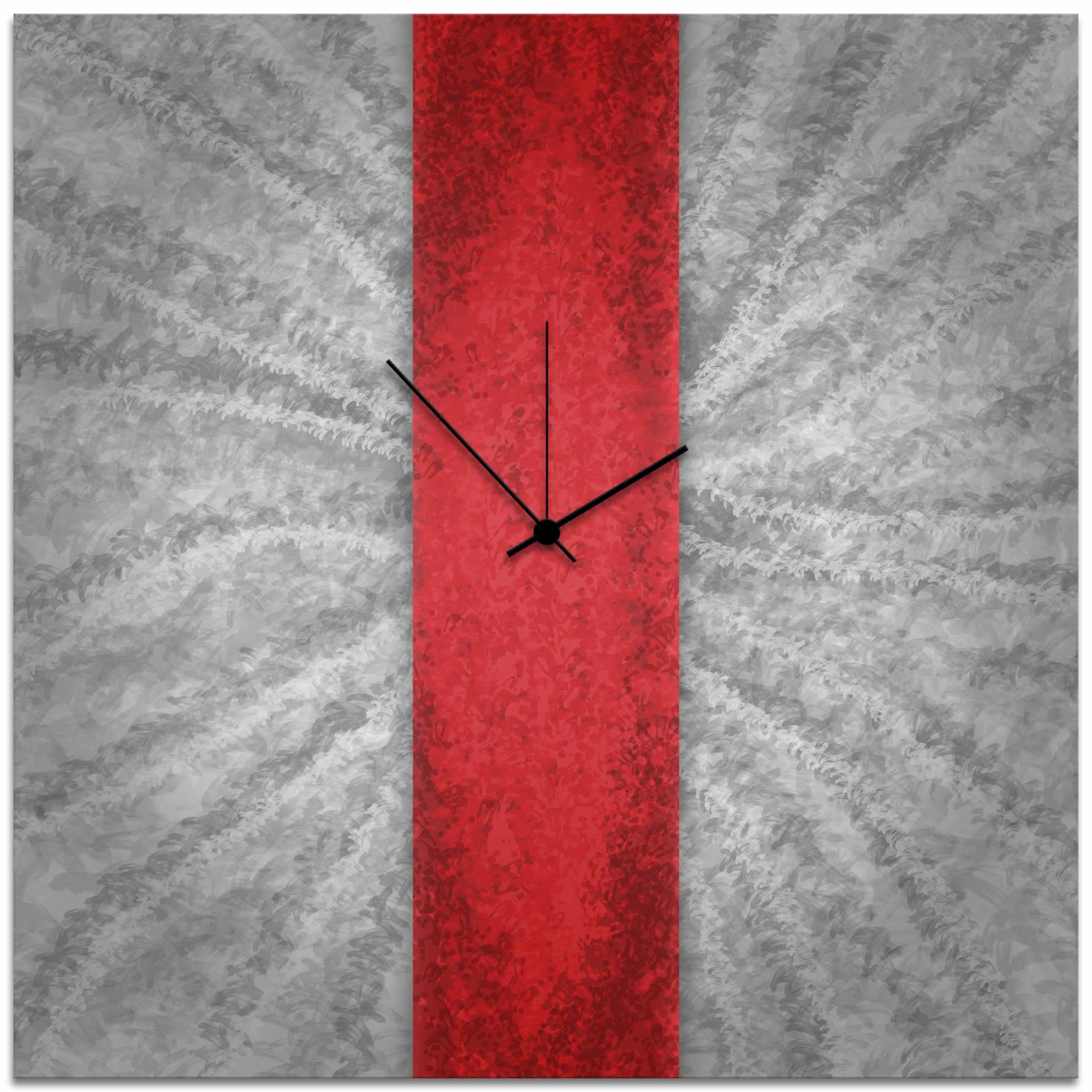 Red Stripe Clock - Contemporary Metal Wall Clock