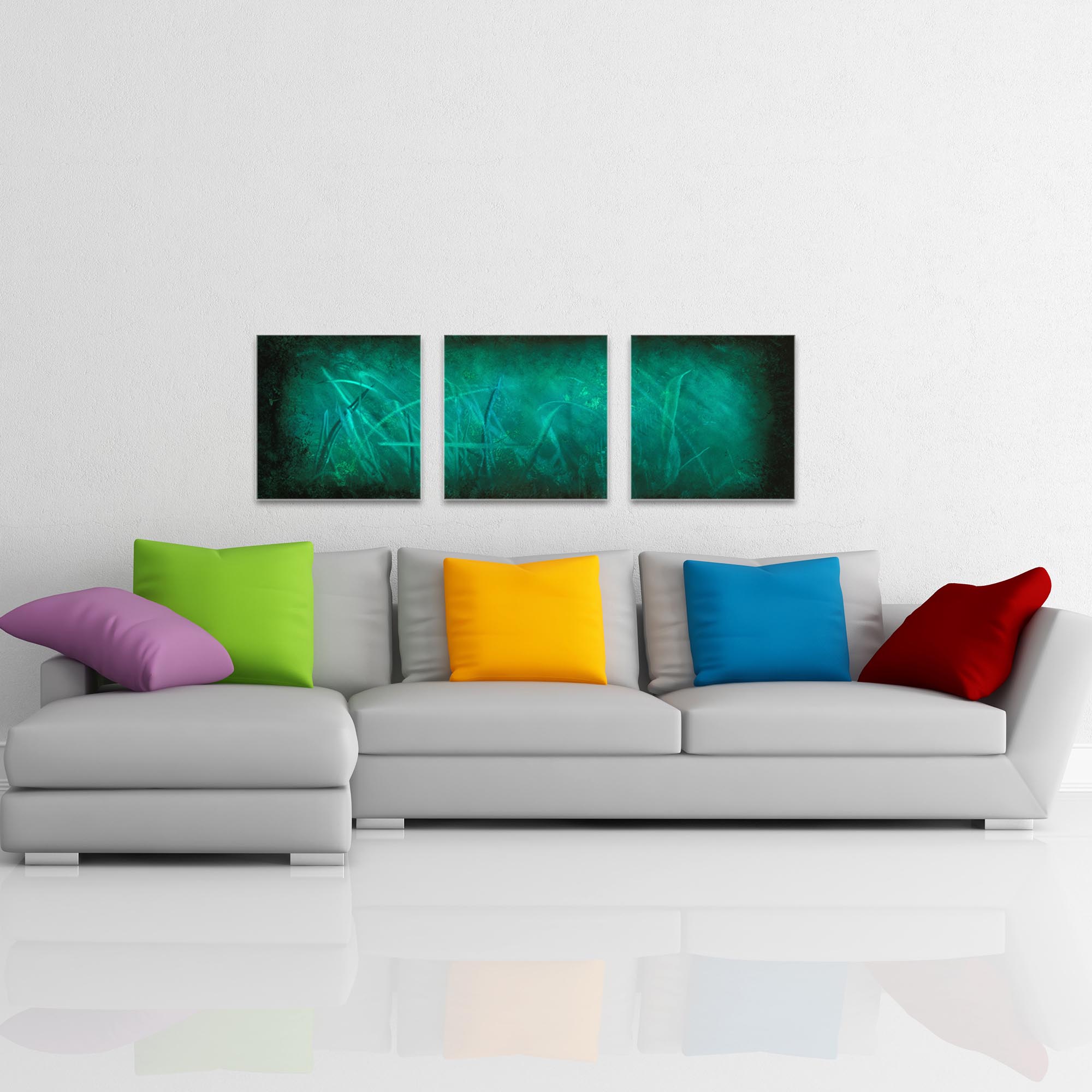 Ocean Mist Triptych Large 70x22in. Metal or Acrylic Abstract Decor - Image 3