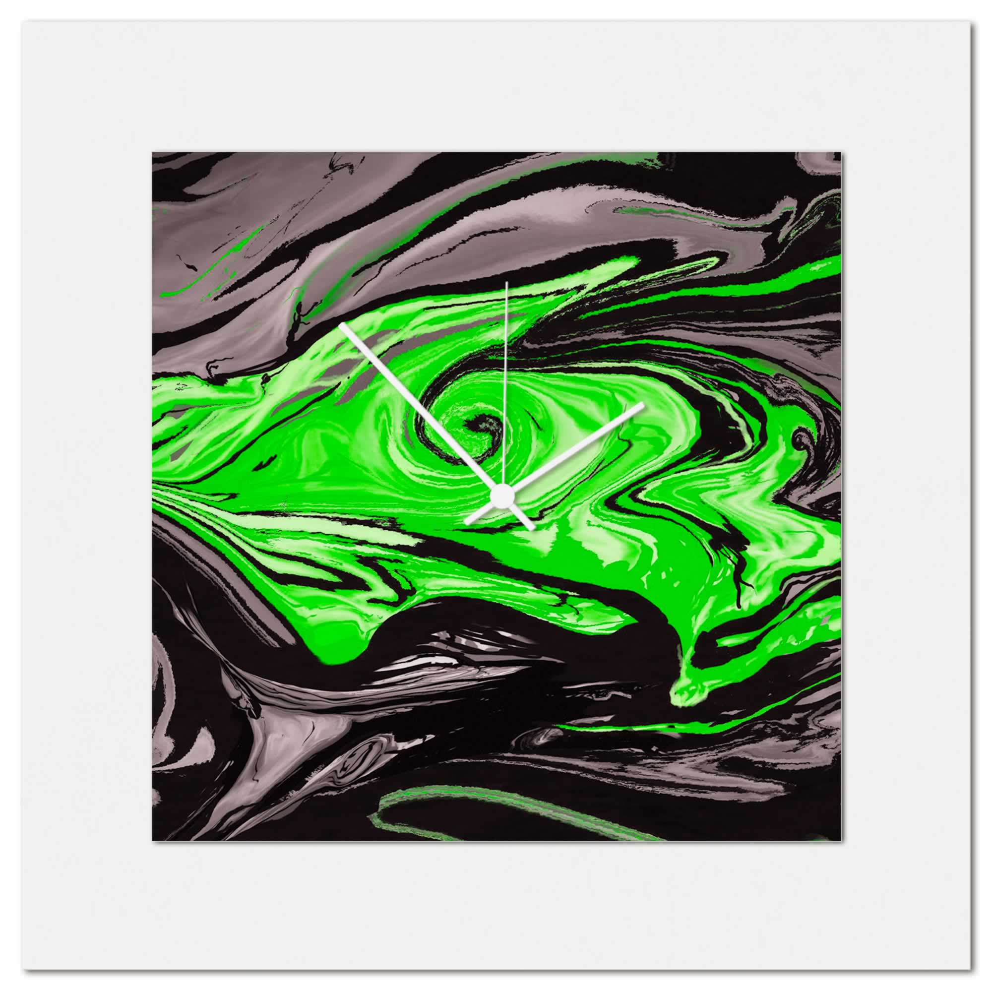 Green Swirl Clock by Eric Waddington Multimedia Abstract Wall Decor