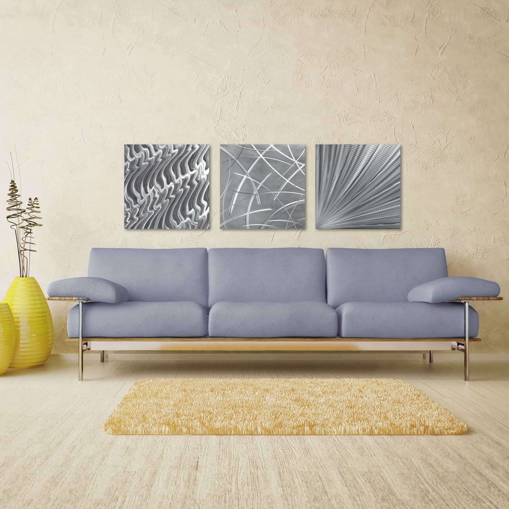 Countless v2 Triptych Large 70x22in. Metal or Acrylic Contemporary Decor - Lifestyle View