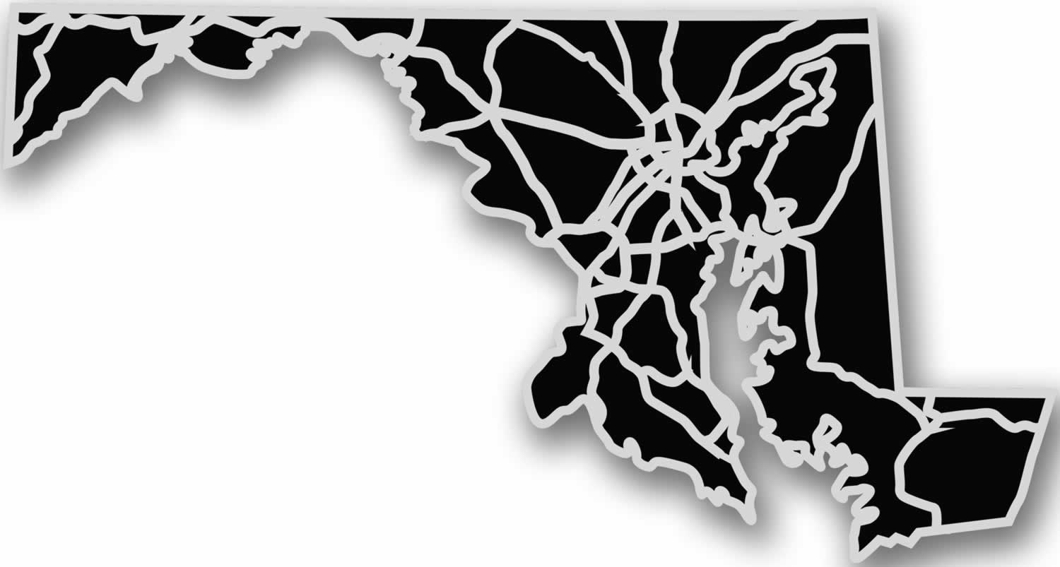 Maryland - Acrylic Cutout State Map - Black/Grey USA States Acrylic Art