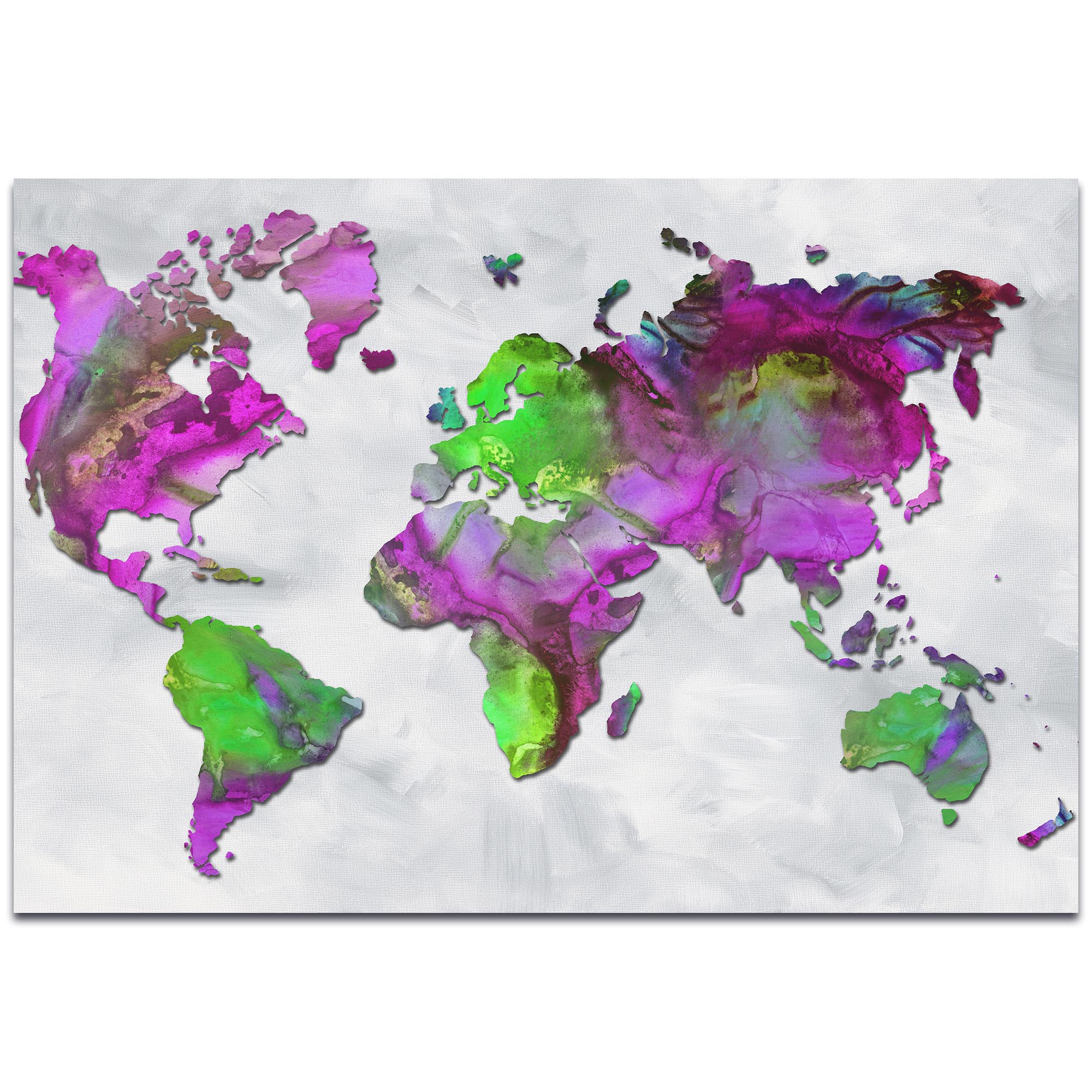 Abstract World Map 'The Beauty of Color Overlay v2' - Modern Map Art on Metal or Acrylic