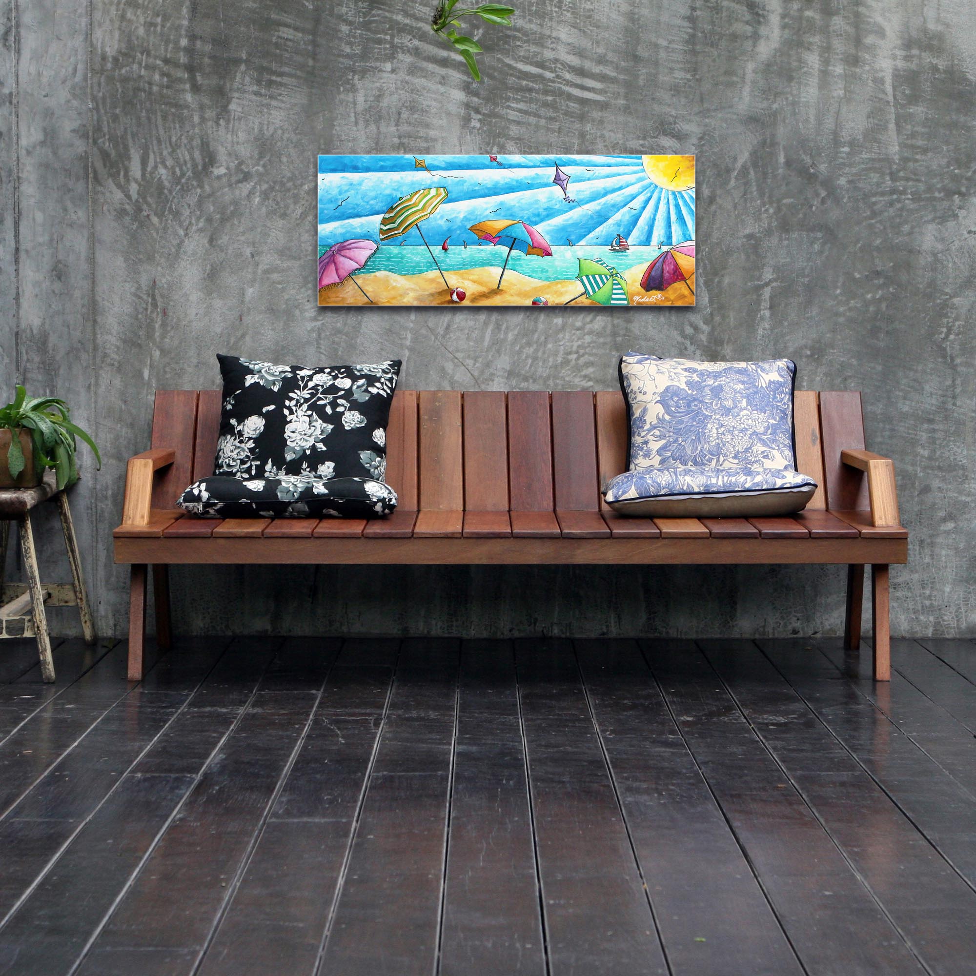 Beach Painting 'Beach Life v2' - Tropical Wall Art on Metal or Acrylic - Lifestyle View 2
