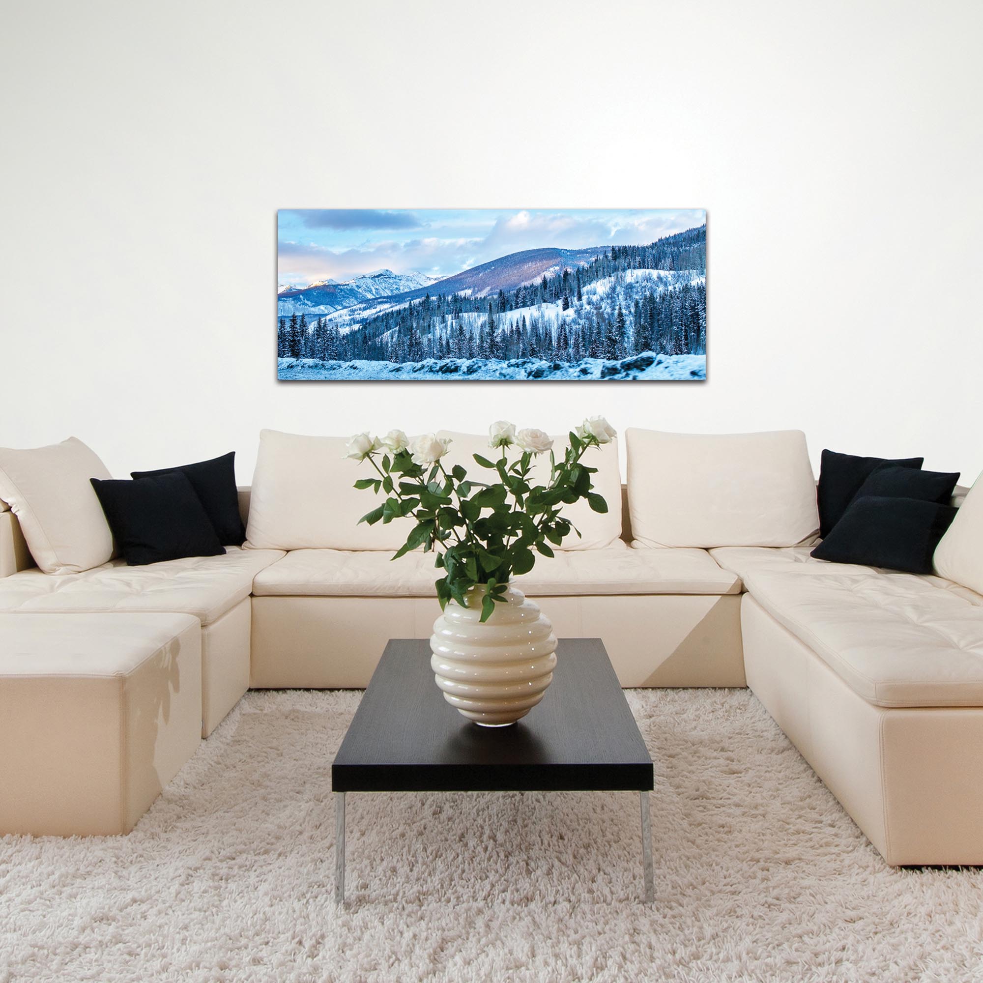 Landscape Photography 'The Slopes' - Winter Scene Art on Metal or Plexiglass - Lifestyle View