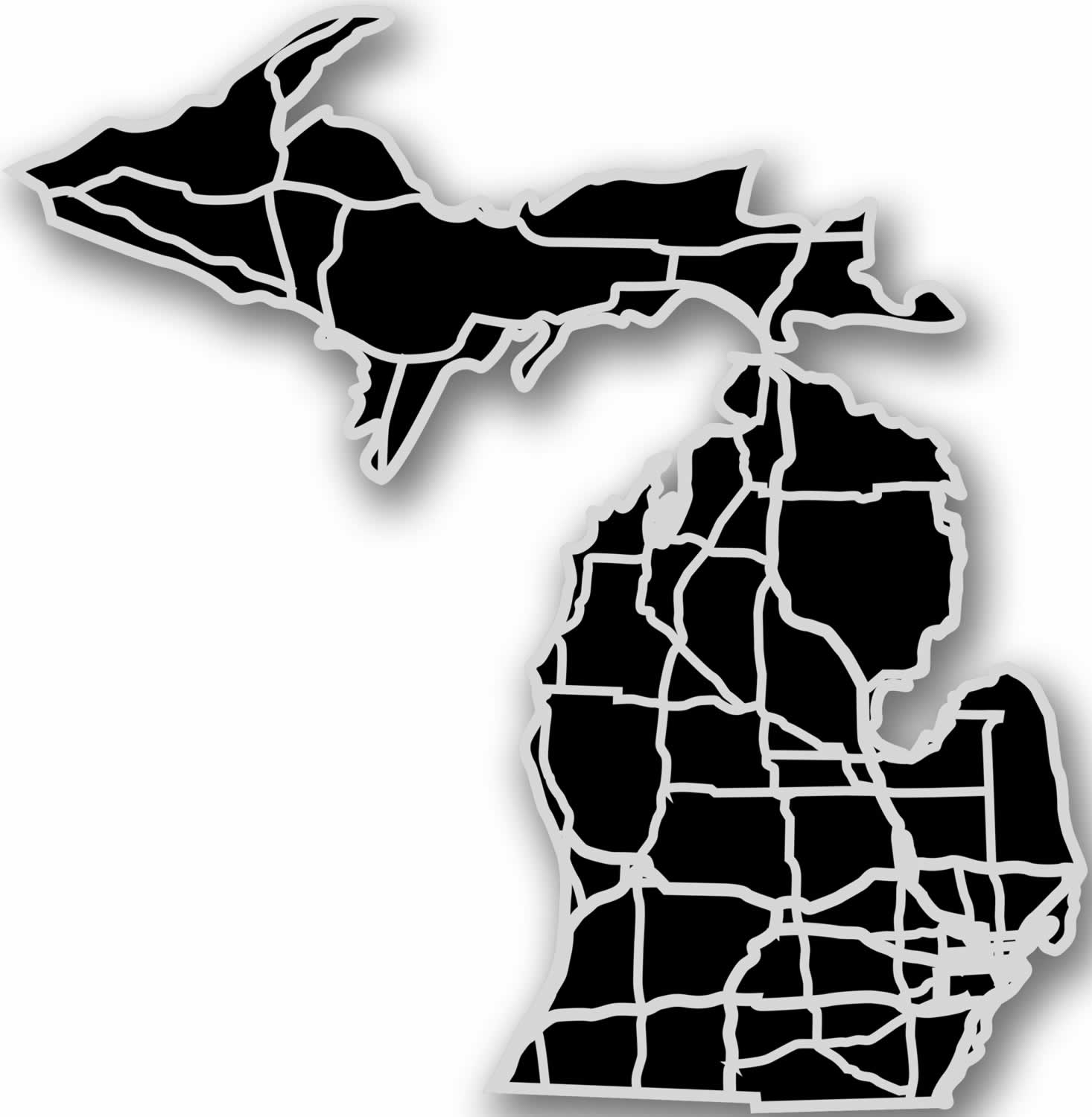 Michigan - Acrylic Cutout State Map - Black/Grey USA States Acrylic Art