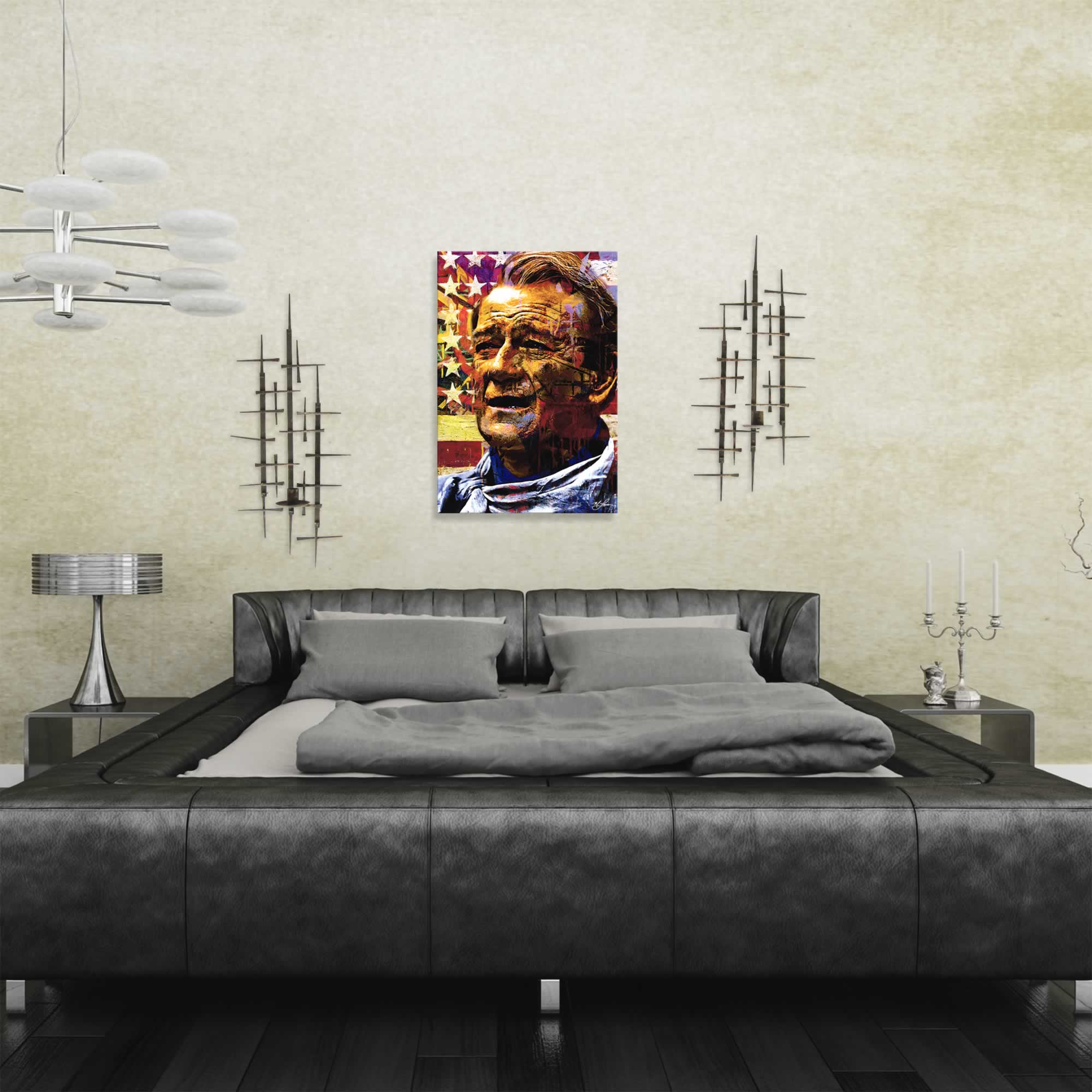 John Wayne Faded Glory by Mark Lewis - Contemporary Pop Art on Metal - Lifestyle View