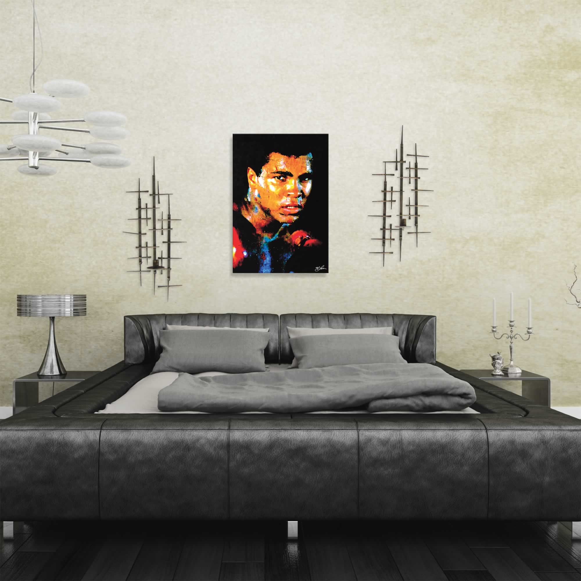 Muhammad Ali Affirmation Realized by Mark Lewis - Contemporary Pop Art on Metal - Lifestyle View
