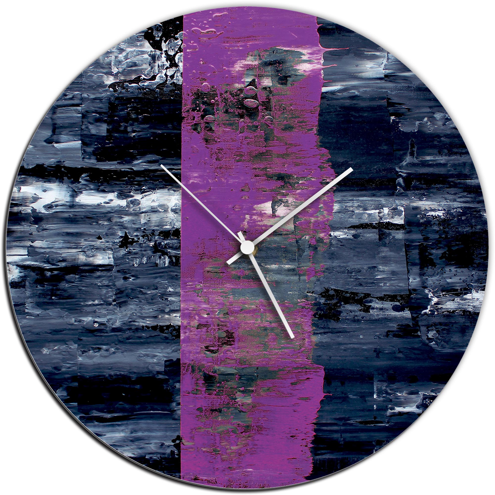 Mendo Vasilevski 'Purple Line Circle Clock' 16in x 16in Modern Wall Clock on Aluminum Composite