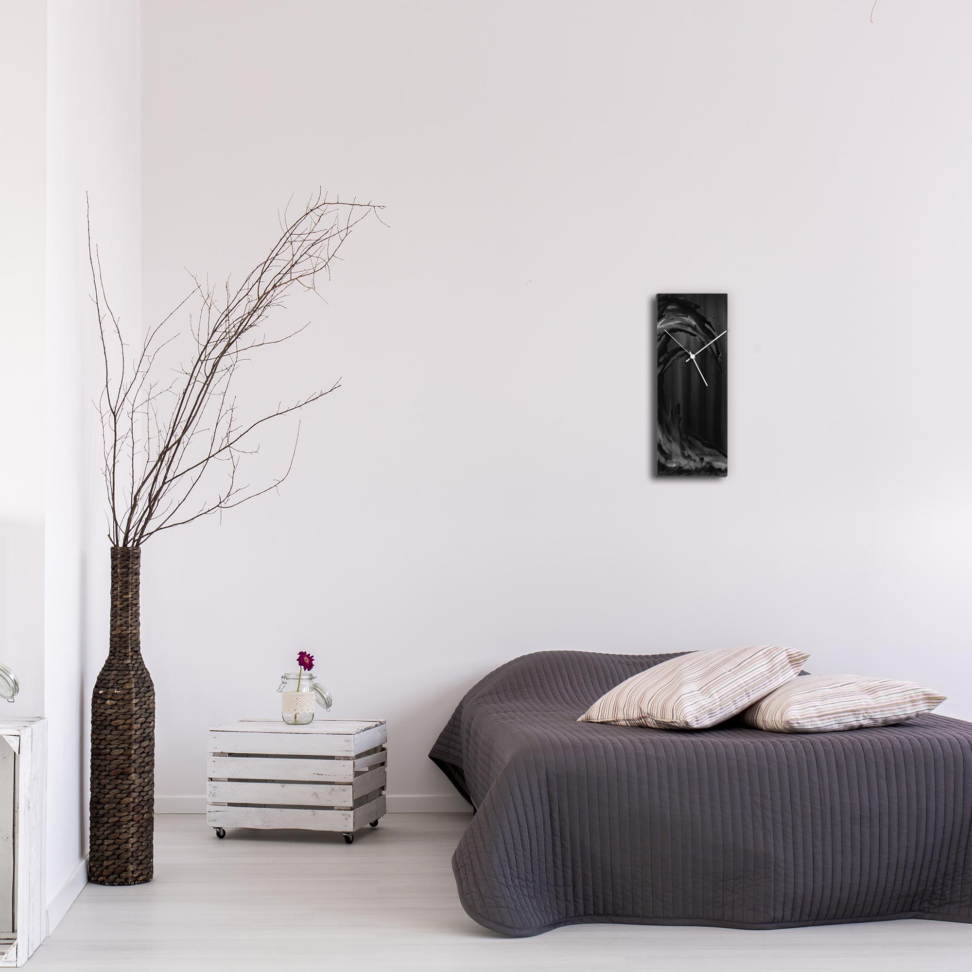 Black Wave v1 Clock by Mendo Vasilevski - Urban Abstract Home Decor - Lifestyle View