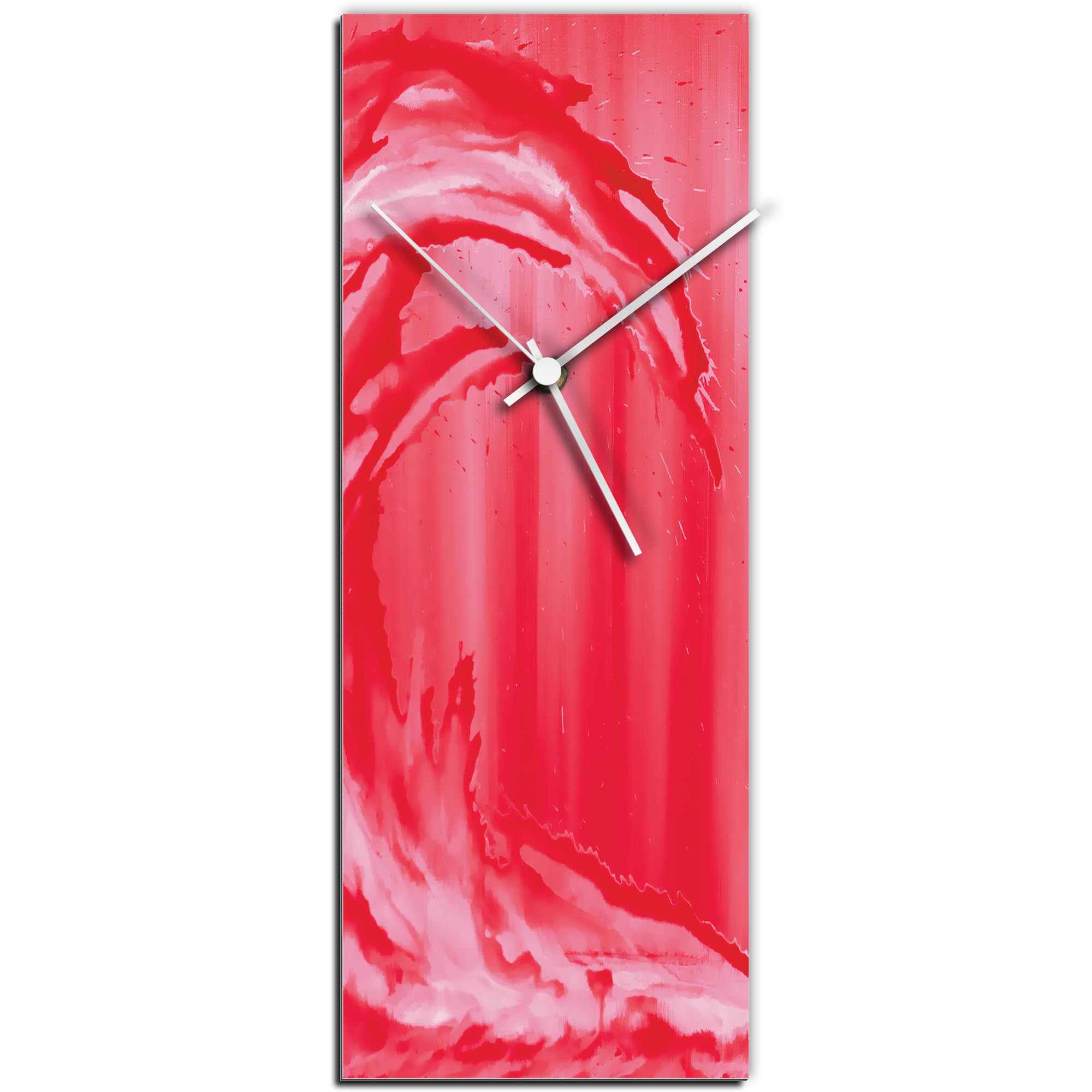 Mendo Vasilevski 'Red Wave v1 Clock' 6in x 16in Modern Wall Clock on Aluminum Composite