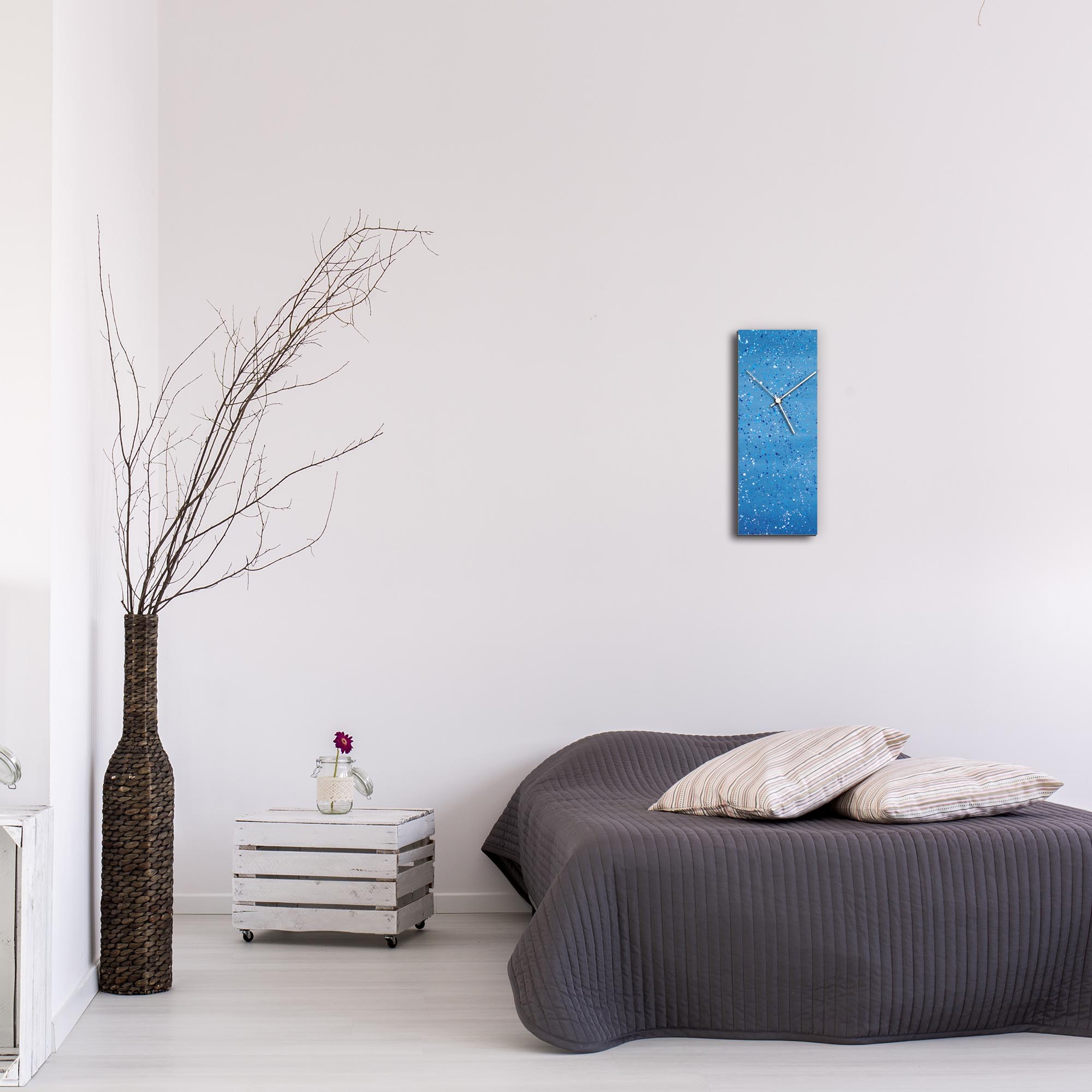 Blue Flecked Clock by Mendo Vasilevski - Urban Abstract Home Decor - Lifestyle View