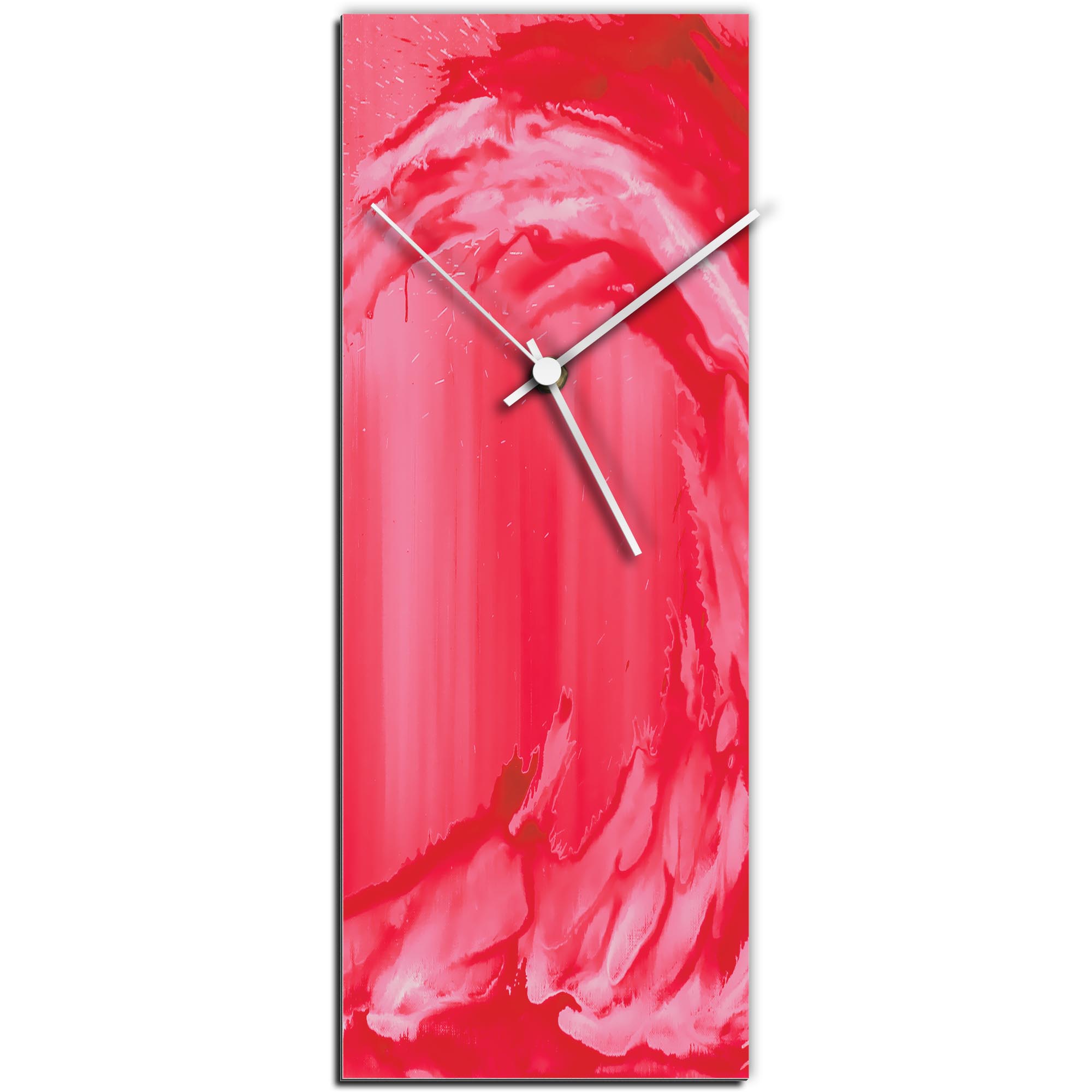 Mendo Vasilevski 'Red Wave v2 Clock Large' 9in x 24in Modern Wall Clock on Aluminum Composite