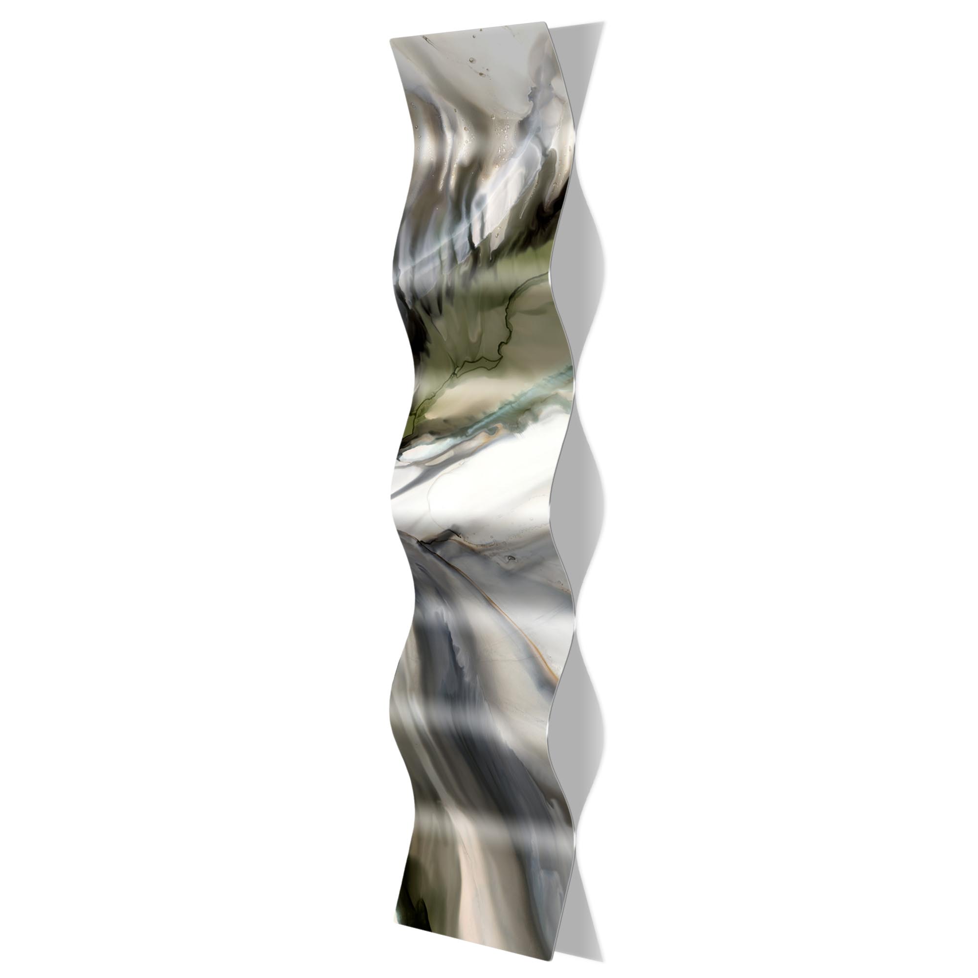 NAY 'Earthen Onyx Wave' 9.5in x 44in Contemporary Style Metal Wall Decor