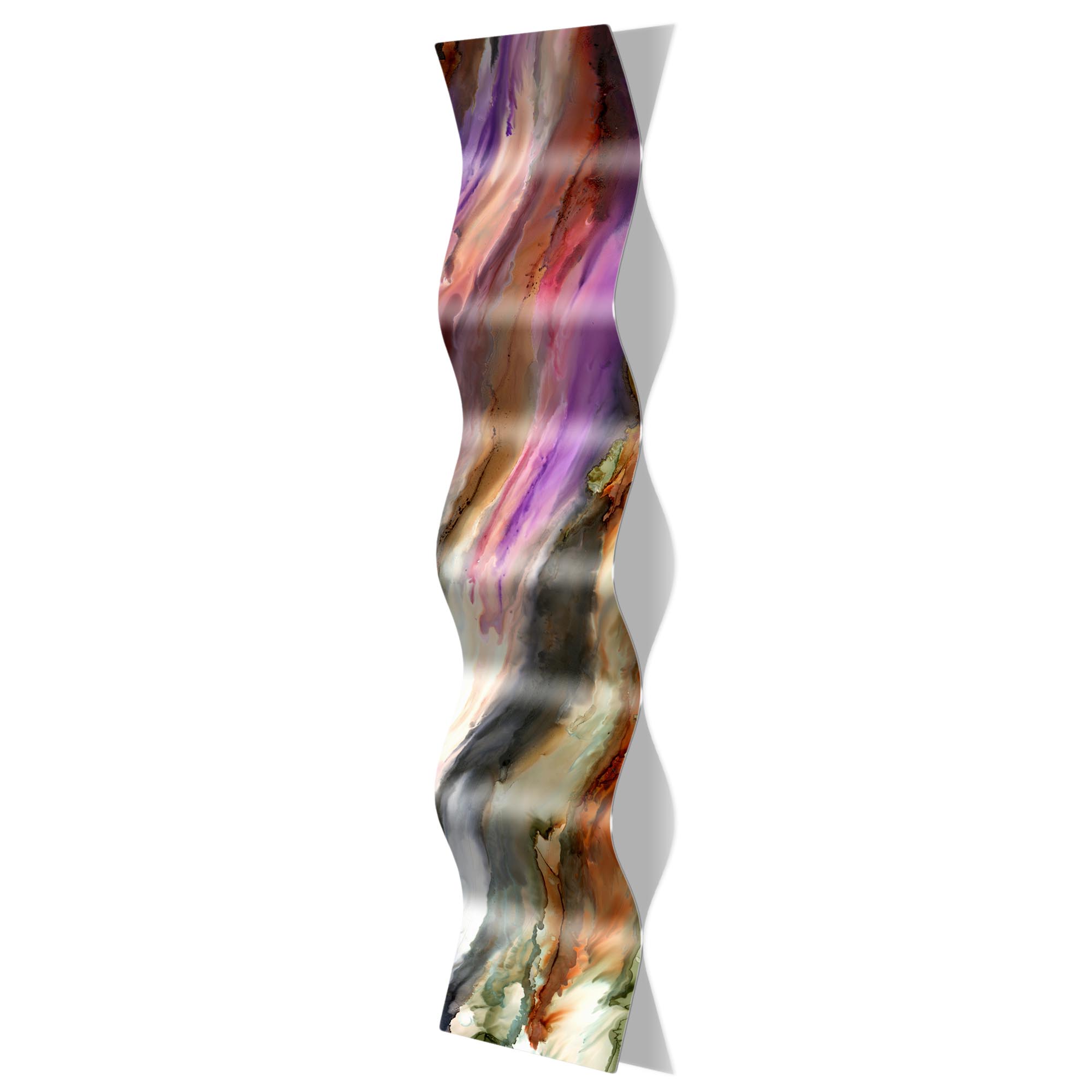 NAY 'Mauve Onyx Wave' 9.5in x 44in Contemporary Style Metal Wall Decor