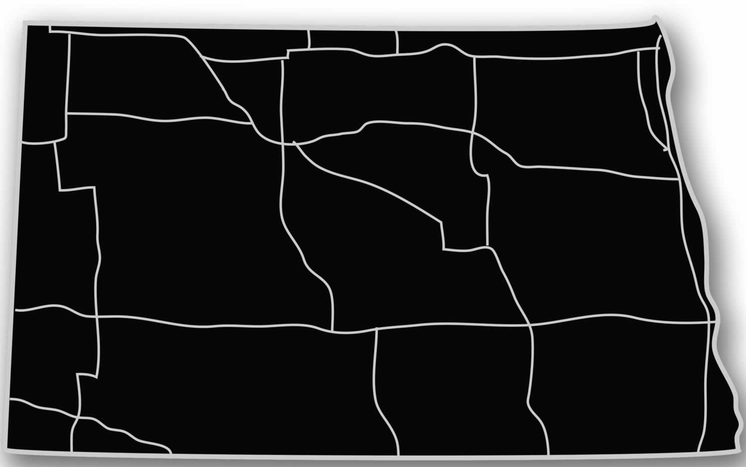 North Dakota - Acrylic Cutout State Map - Black/Grey USA States Acrylic Art
