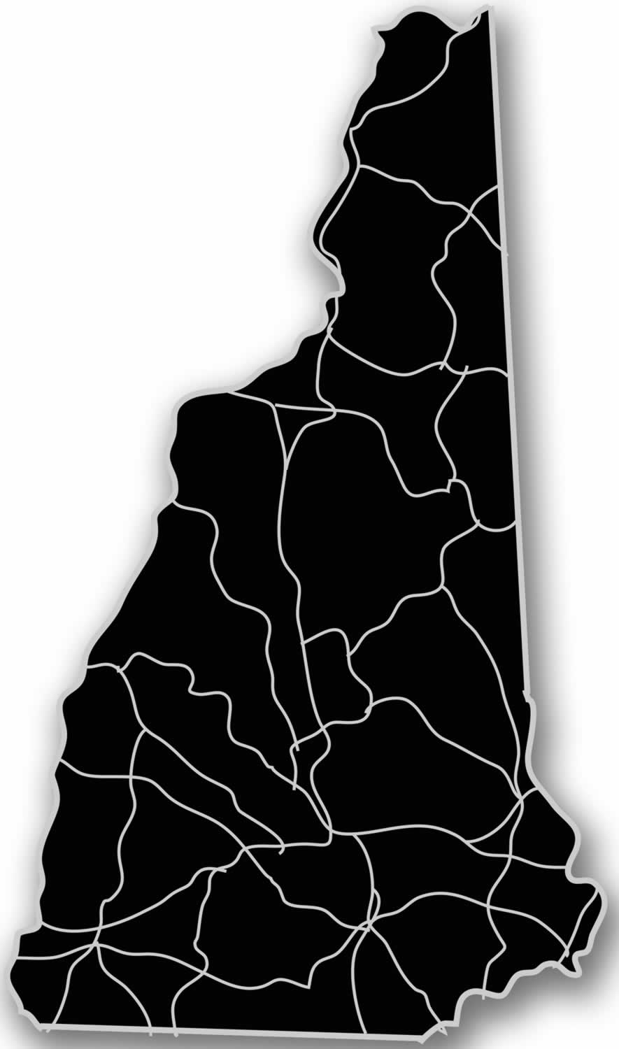 New Hampshire - Acrylic Cutout State Map - Black/Grey USA States Acrylic Art